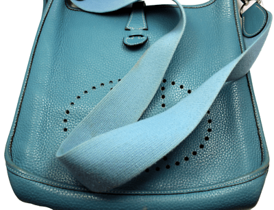 Authentic Hermes Evelyne Blue Jean Clemence Leather PM Handbag Purse for Women - Luxury Everyday Shoulder Bag for Work, Travel & Casual Outings