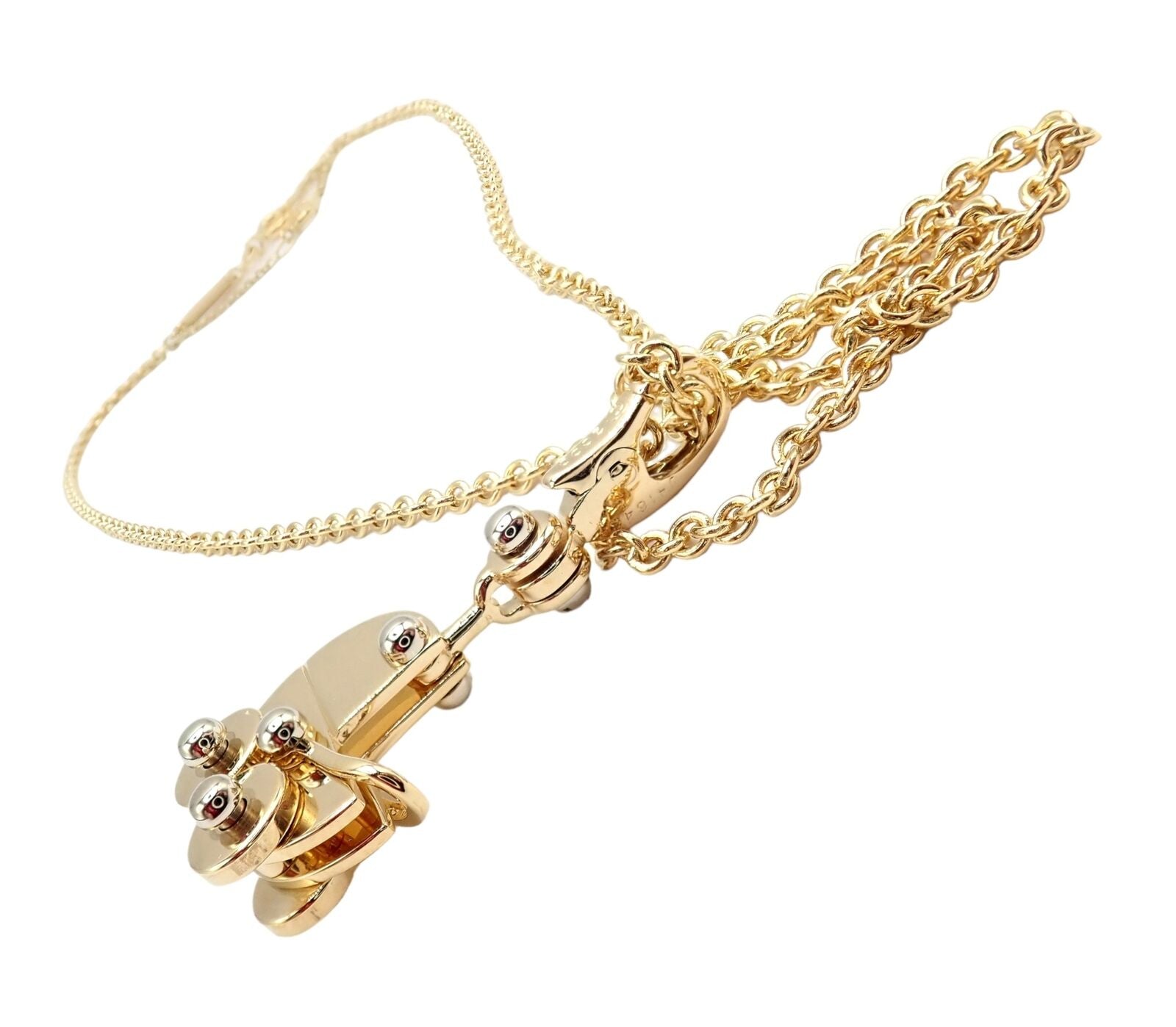 Authentic Cartier 18K Yellow Gold Baby Carriage Charm Pendant Necklace - Perfect Gift for Newborns, Baby Showers & First Birthdays | Elegant Jewelry for Moms & Grandmothers