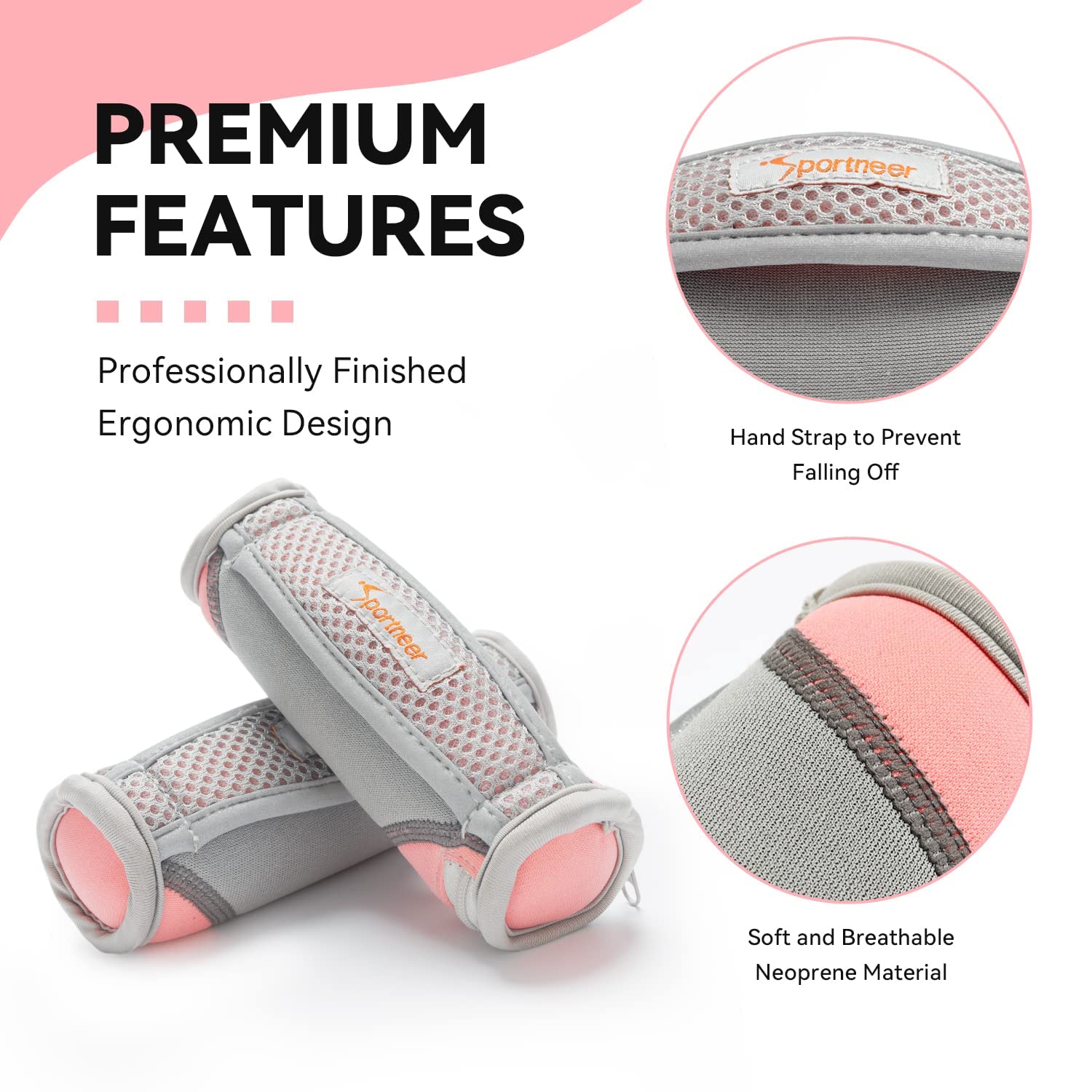 Sportneer Adjustable Ankle Weights 2 lbs Each (4 lbs Pair) & Hand Weights 2 lbs Each (4 lbs Pair) - Perfect for Home Workouts, Running, Yoga, and Strength Training