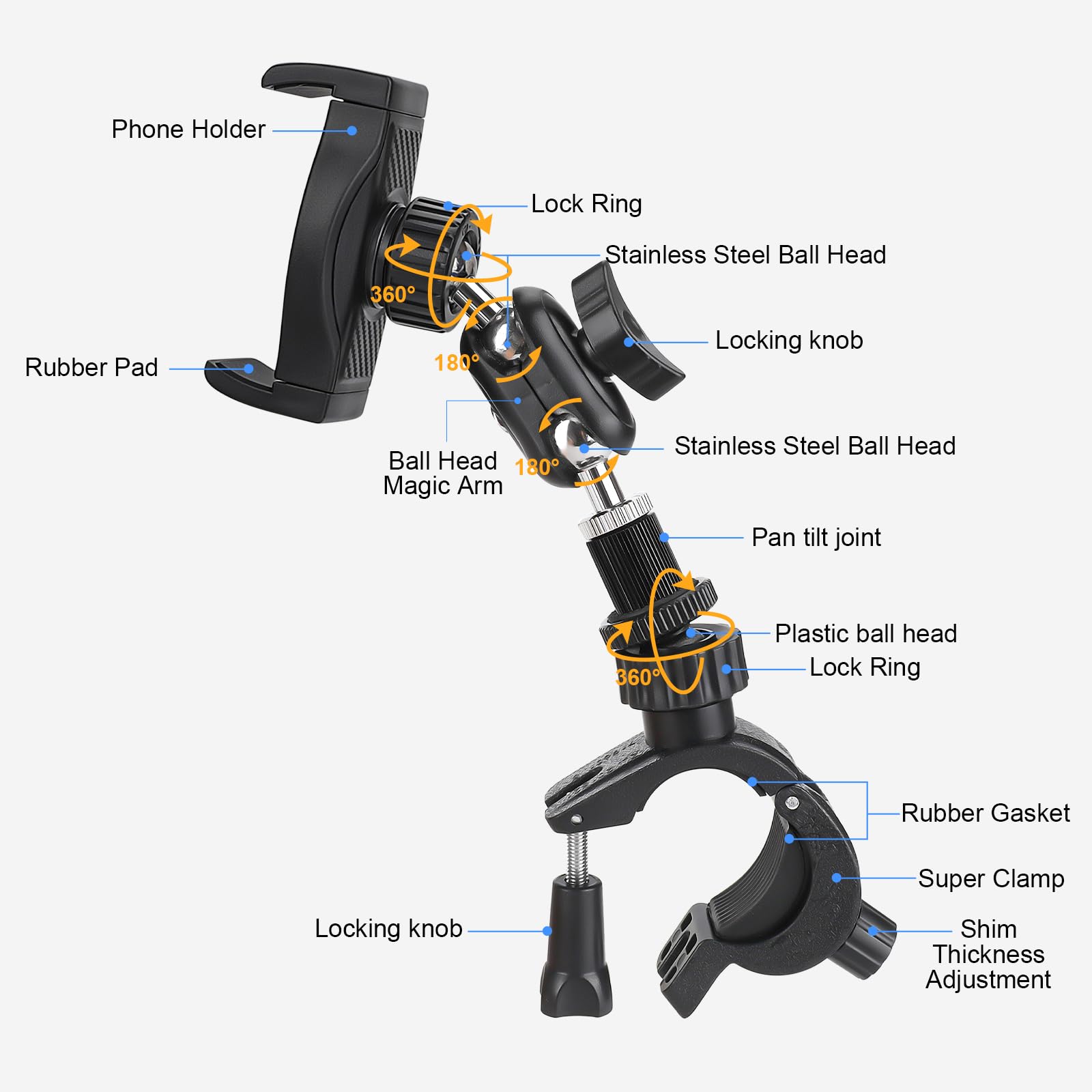 Adjustable Phone Holder for Mic Stand - Rotatable Microphone Music Stand Mount Compatible with iPhone & Android Phones | Perfect for Live Streaming, Karaoke & Music Performances