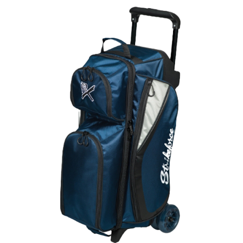 KR Strikeforce Drive Triple Roller Navy 3 Bowling Ball Roller Bag - Heavy Duty Bowling Bag with Wheels for Professional & League Bowlers - Perfect for Tournaments, Practice & Travel