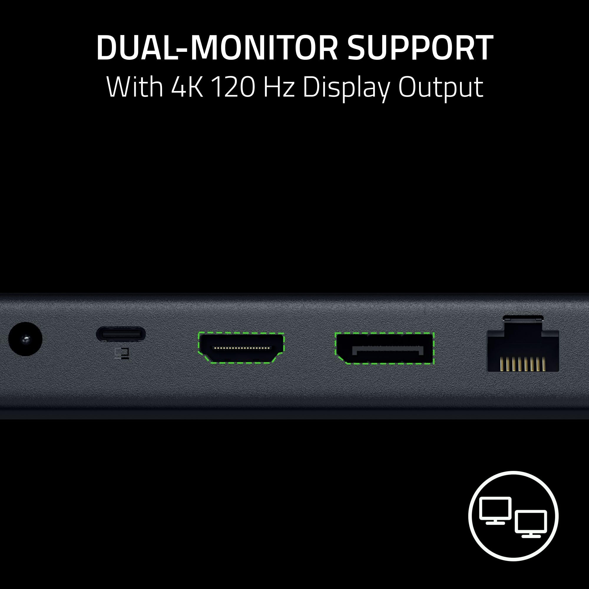Razer USB 4 Dock - 14-in-1 Thunderbolt 4 Hub with HDMI, DisplayPort, Ethernet, USB-C/A, SD Card Reader & 3.5mm Audio - 4K 120Hz Dual Monitor Support - 100W Fast Charging for Laptop & Phone - Compact Aluminum Design - Windows & Mac Compatible - Perfect for Home Office, Gaming & Productivity Setup