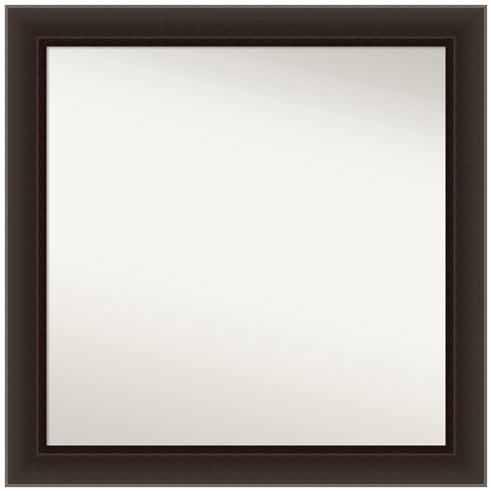 Amanti Art Non-Beveled Custom Wall Mirror - 23.5 x 23.5 Inches, Romano Espresso Narrow Frame - Bathroom, Living Room, Bedroom Decor - Various Sizes Available - Brown Wooden Mirror for Home Decor