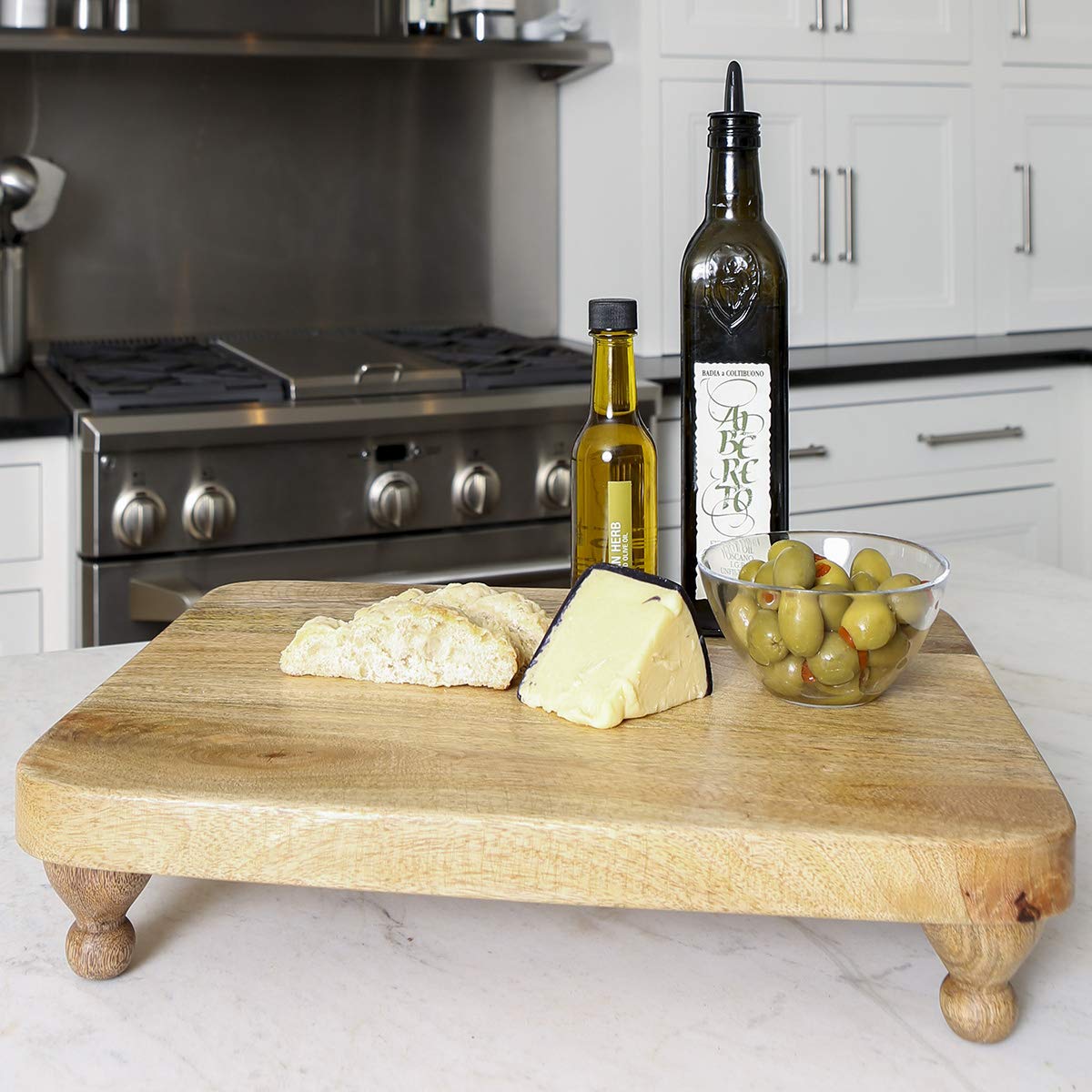 BLACK FOREST DECOR Carson Rectangle Footed Serving Board - Premium Wooden Charcuterie Board for Cheese, Fruit & Appetizers - Perfect for Entertaining, Dinner Parties & Holiday Gatherings