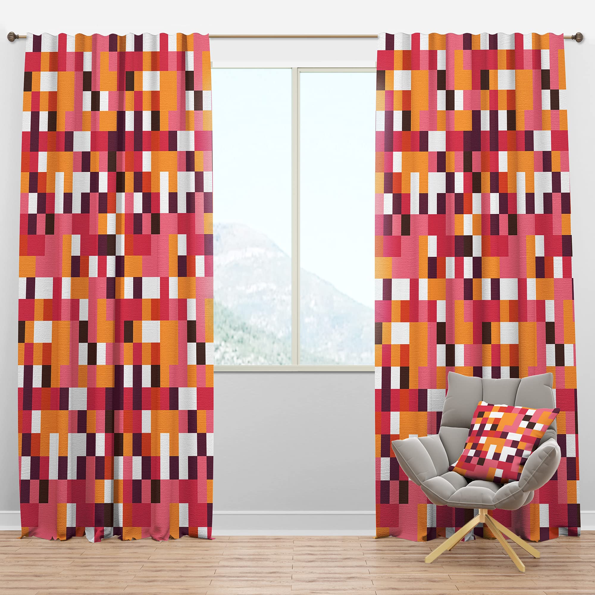 Retro Geometric Blackout Curtains - Thermal Insulated Bedroom & Living Room Drapes (52x120, Single Panel) - Perfect for Home Theater, Nursery & Light-Sensitive Sleepers