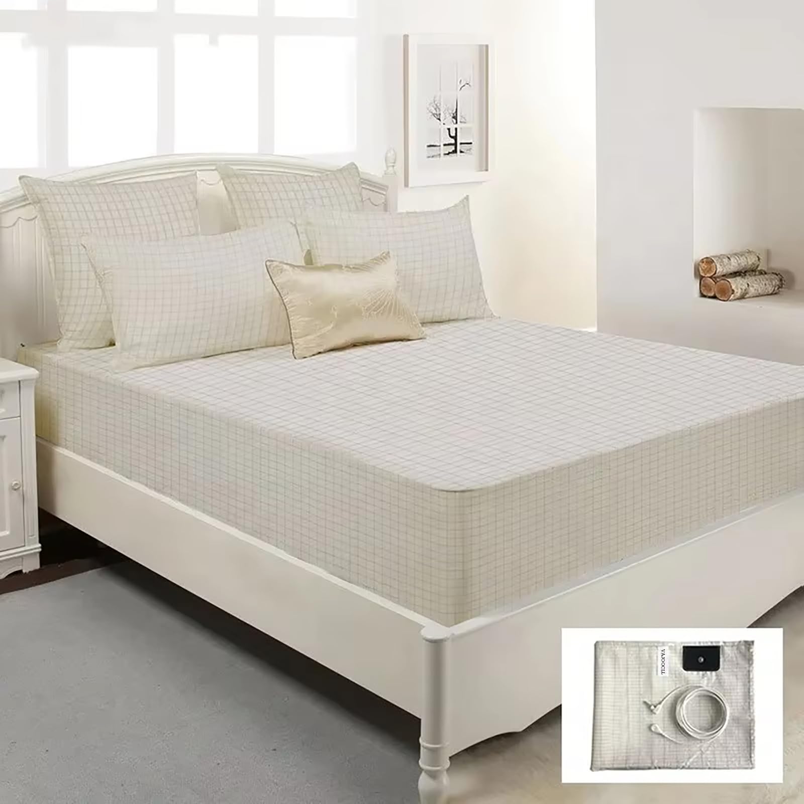 VAJOOCLL Grounding Sheet 76x80 Inches King Size with Grounding Cord - EMF Protection for Better Sleep, Stress Relief & Improved Wellness - Perfect for Bedroom, Yoga & Meditation