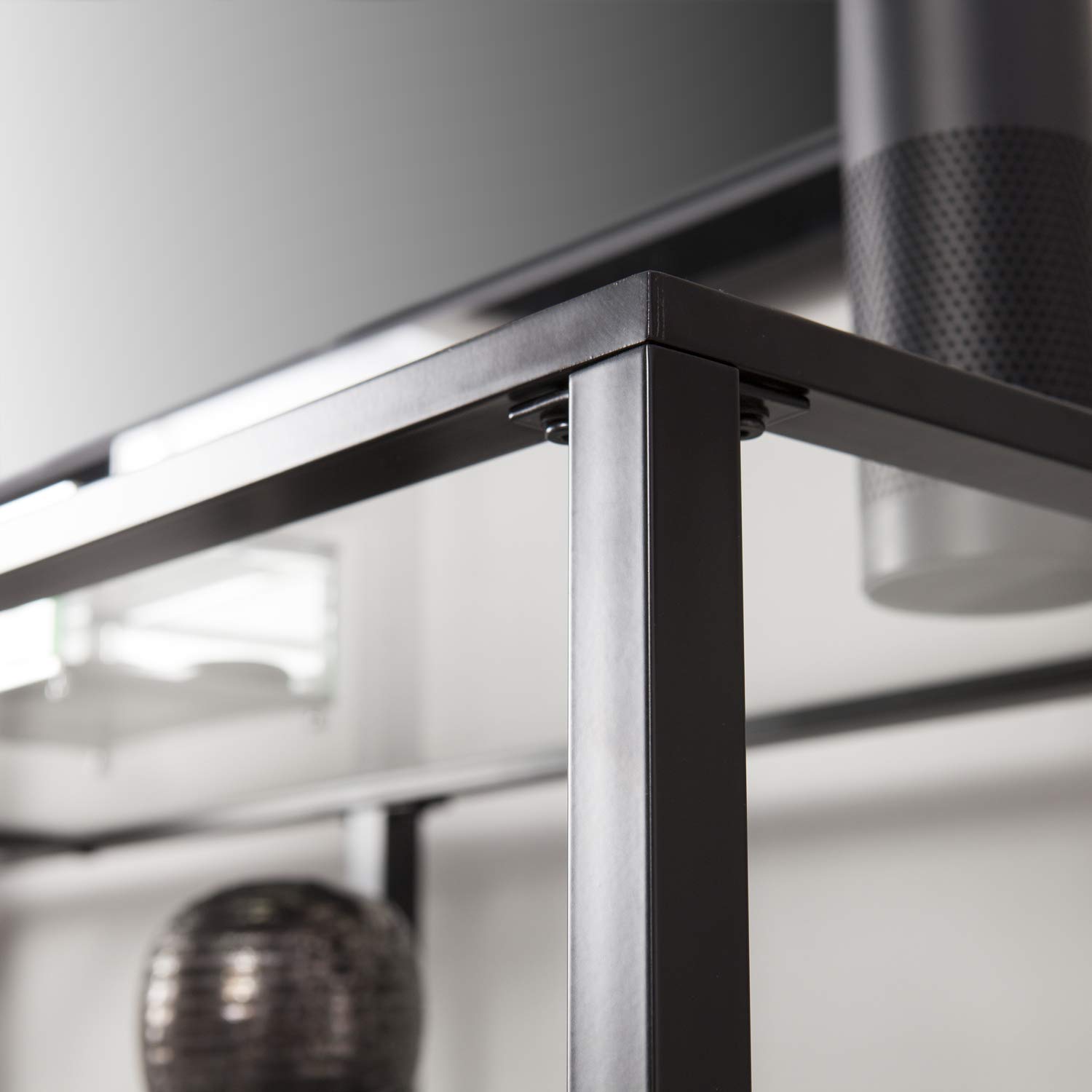 SEI Furniture Tyler Metal and Glass TV Stand - Transitional Style TV Console - Black Finish for Living Room, Bedroom, or Home Theater Setup