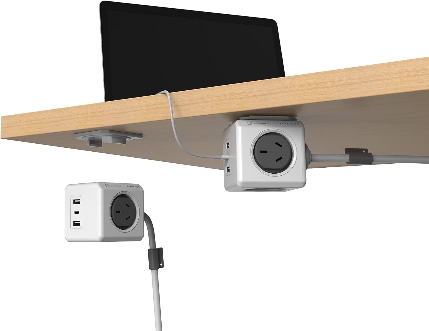 Allocacoc PowerCube Extended with USB 2A+1C PD 20W Fast Charger - 1.5m Cable for Home, Office & Travel Charging Needs