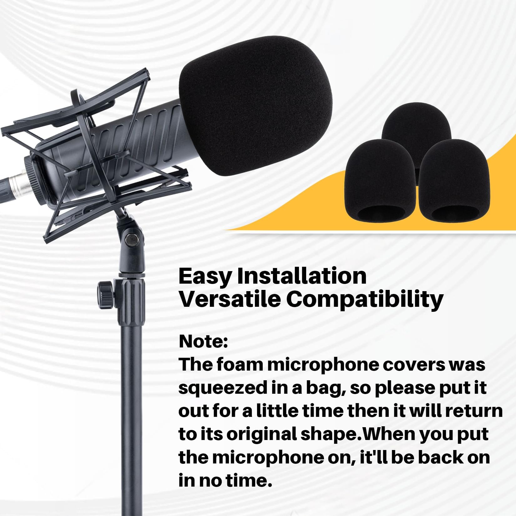 MAQIHAN Black Microphone Foam Windscreen Covers (4 Pack, 3.1x3.3 Inches) - Noise Reduction Mic Covers for Enhanced Audio Quality, Ideal for Singers, Podcasters & Streamers - Perfect Gift for Music Lovers & Content Creators