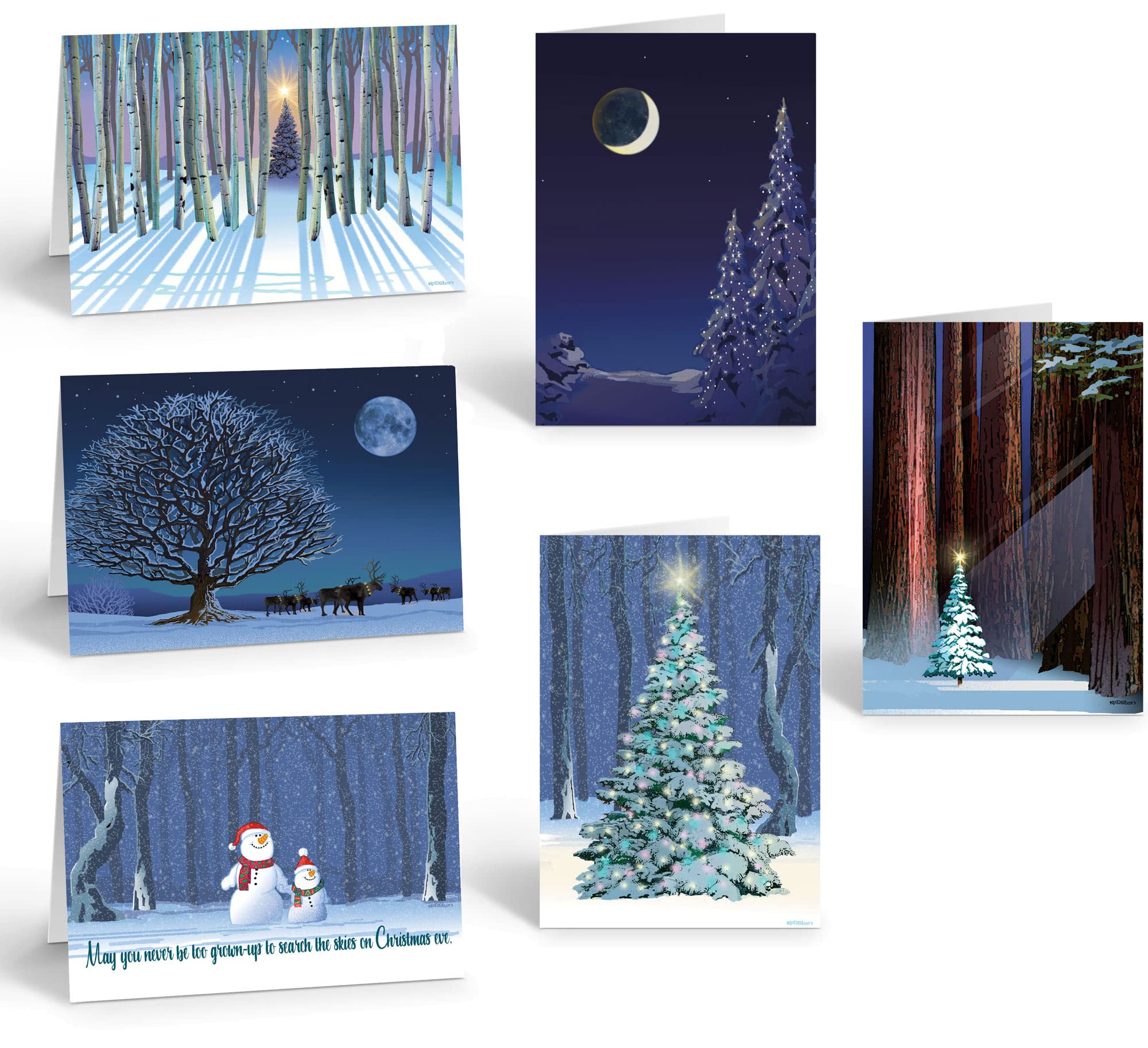 Stonehouse Collection Assorted Christmas Cards - Winter Forest Holiday Boxed Greeting Cards Set | 18 Handcrafted USA-Made Cards with Envelopes | Perfect for Holiday Wishes, Office Gifts & Family Correspondence