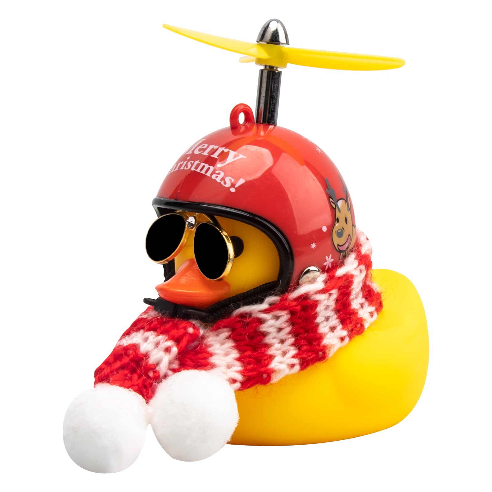 Wonuu Yellow Rubber Duck Car Ornaments with Propeller Helmet - Fun Dashboard Decor for Christmas, Home & Office - Cute Gift for Adults & Car Enthusiasts