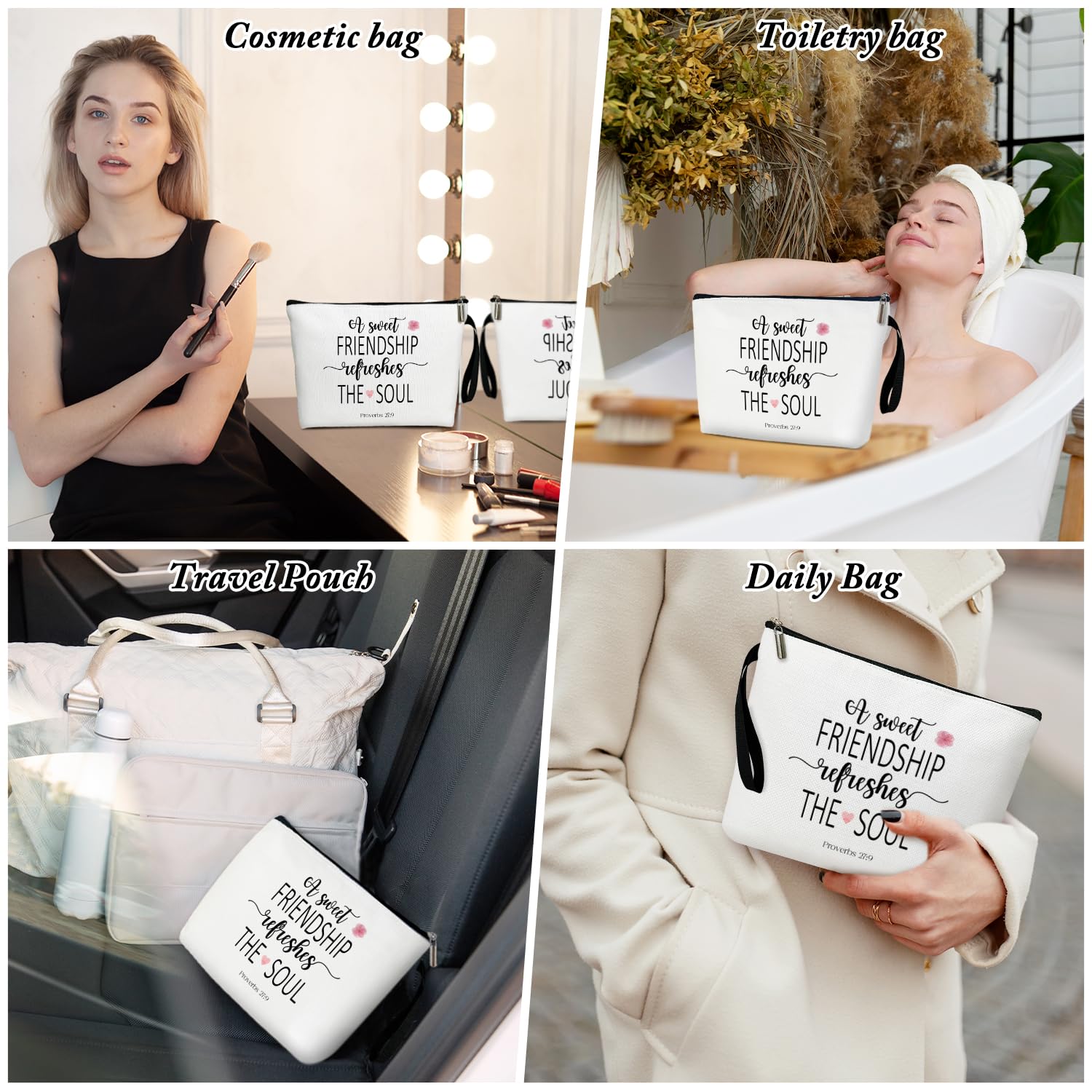 Best Friendship Gifts for Women - Cute Cosmetic Makeup Bag for Sisters, BFFs, Graduation, Galentine's Day & Christian Gifts - Perfect for Travel, Daily Use & Special Occasions