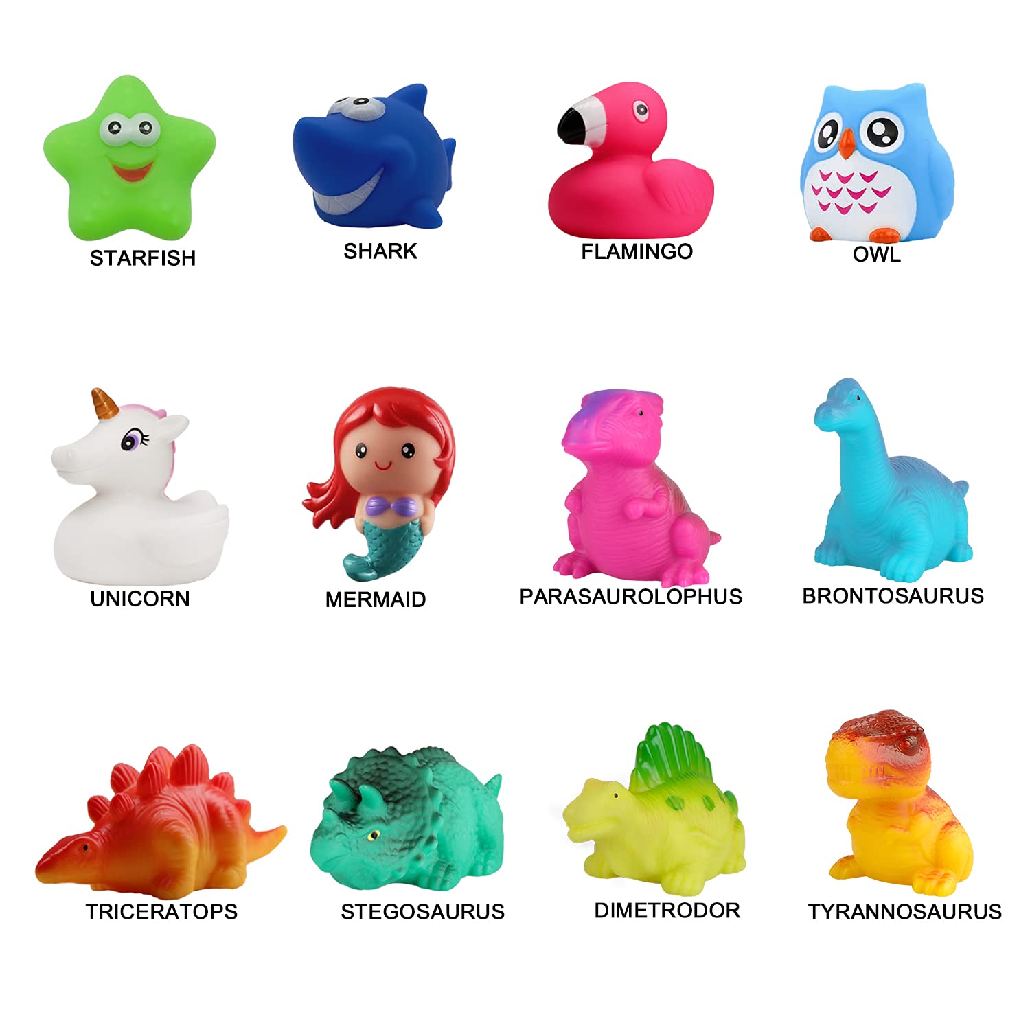 12 Pack Light Up Floating Baby Bath Toys - Color Changing Flashing Rubber Toys for Toddlers & Kids - Fun Bathtub & Shower Games for Sensory Play & Water Learning