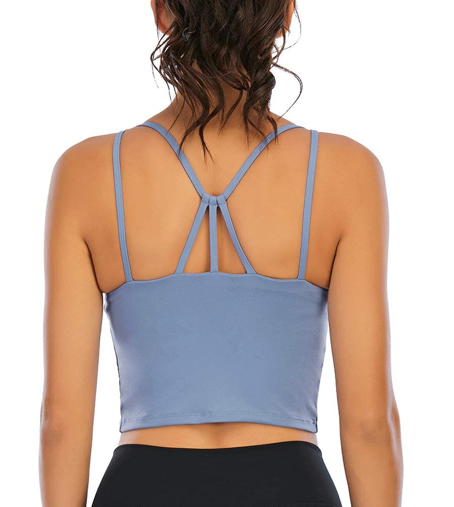 OKHOTY Women's Longline Sports Bras - High Support Workout Yoga Bra with Removable Pads, Breathable Crop Top for Running, Gym & Activewear