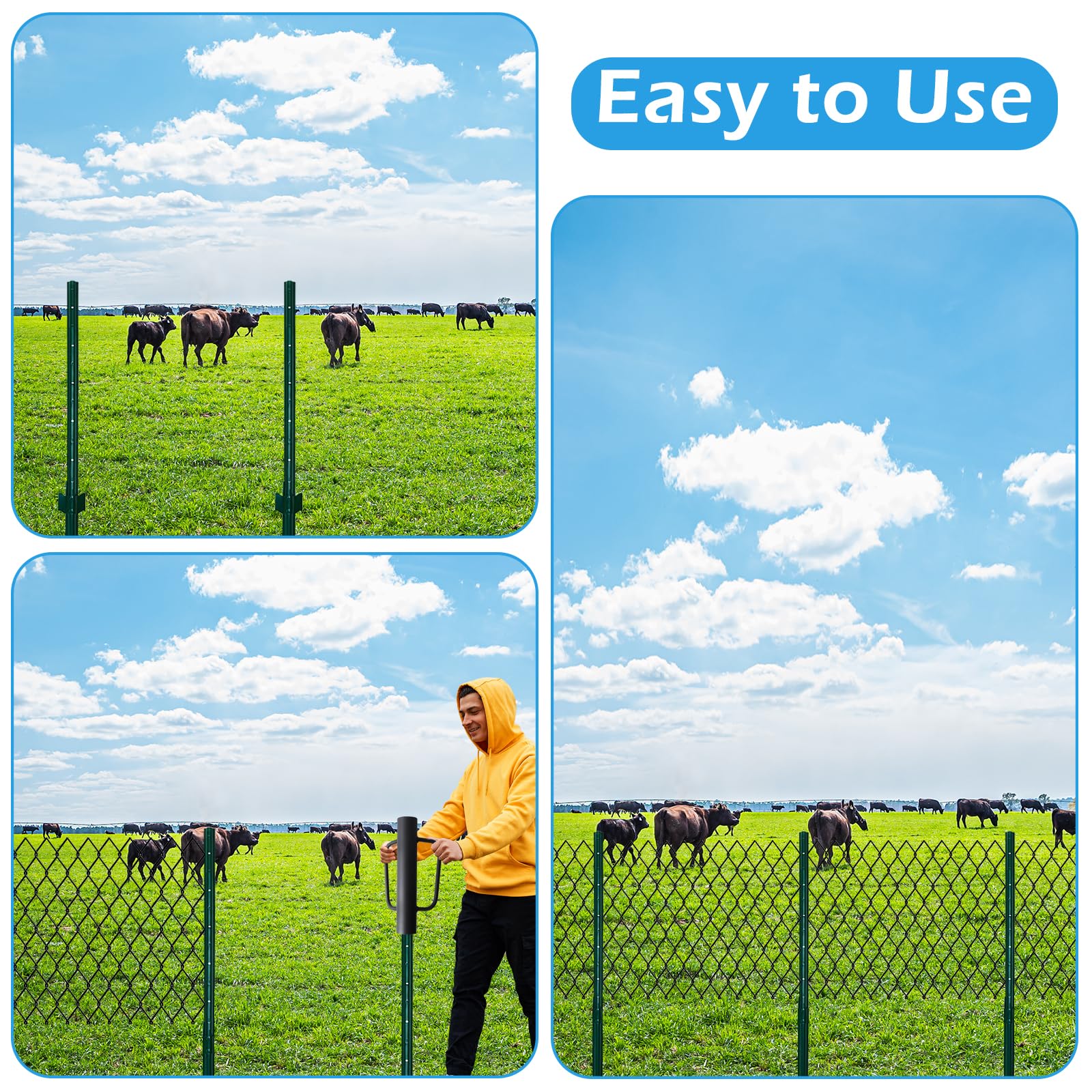 12LB Heavy Duty Fence Post Driver - 16.7 Inch T Post Pounder & Metal Post Rammer for Wooden Fence Posts | Perfect for Farm Fencing, Garden Borders & DIY Landscaping Projects