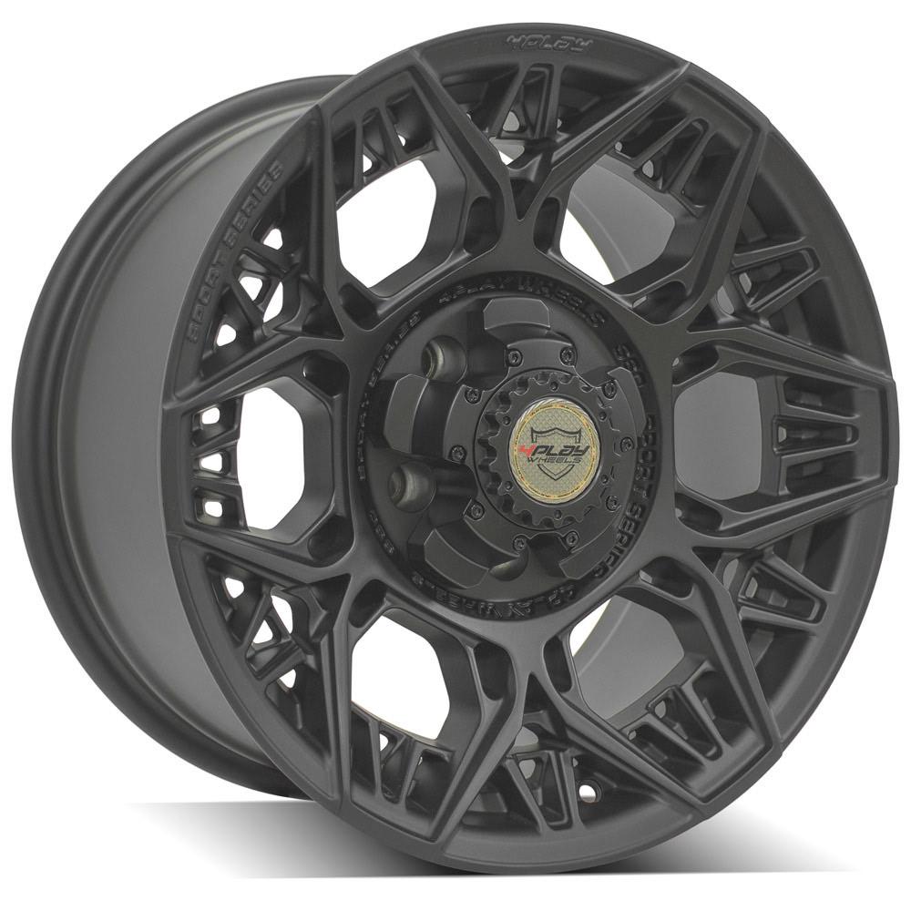 4Play Sport Series 4PS60 Satin Black Wheel 17x9.0 0 Offset 5x127/5x139.7mm 87.1mm Hub - Durable Alloy Rims for Off-Road Trucks & SUVs - Perfect for Trail, Mud & Rock Crawling Adventures