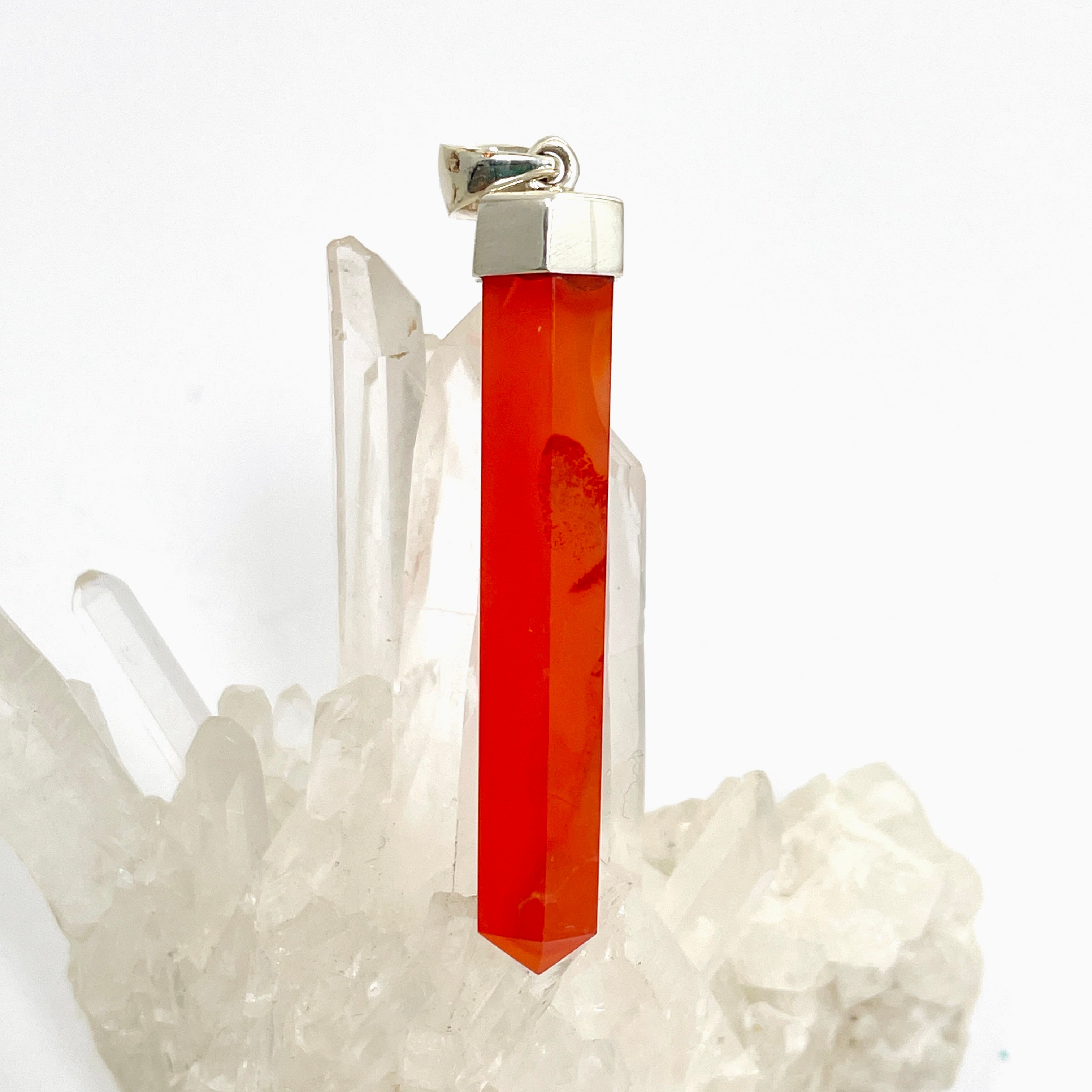 Natural Carnelian Point Faceted Pendant Necklace - PPGJ1042 | Healing Crystal Jewelry for Meditation, Energy Balancing & Spiritual Gifts
