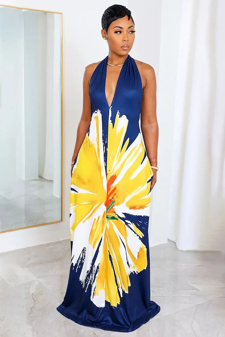Athena Halter Dress for Women - Elegant Summer Party & Beachwear - Flowy Boho Maxi Dress with Adjustable Straps & Side Pockets | Perfect for Weddings, Vacations, and Date Nights