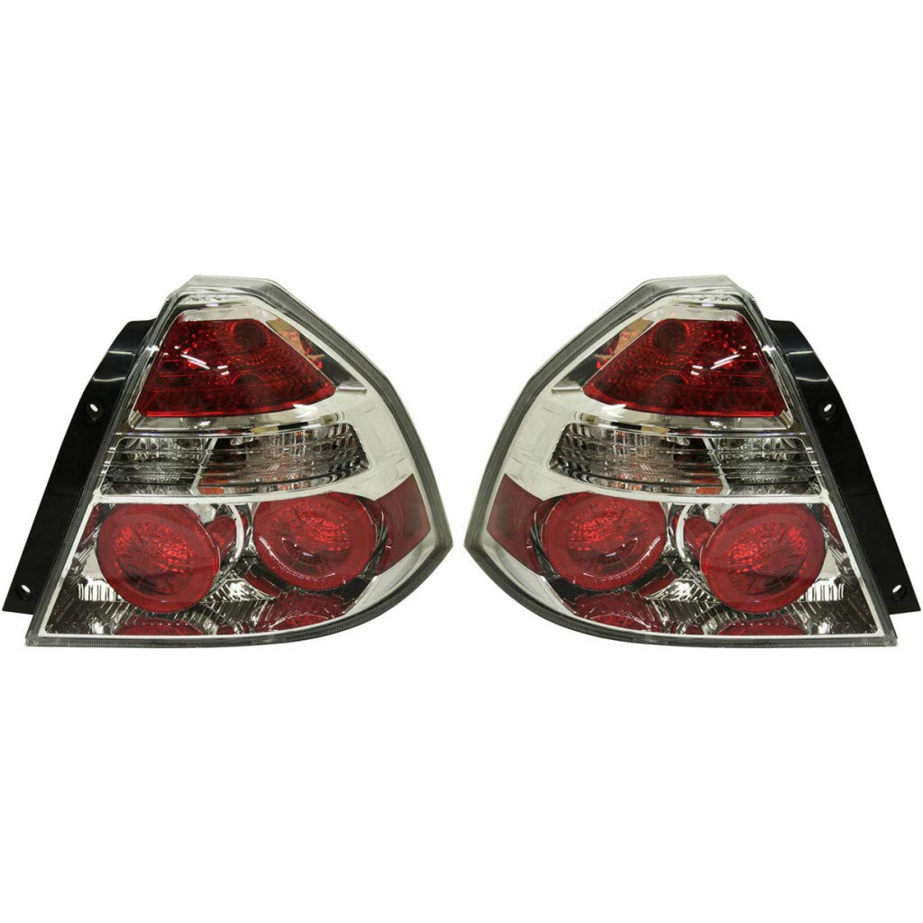 2007-2008 Chevy Aveo Sedan Pair Rear Tail Lights - Driver & Passenger Side Replacement (GM2800203 GM2801203) - Compatible with 96650771, 96650772, 96943566 - Perfect for Night Driving & Enhanced Vehicle Safety