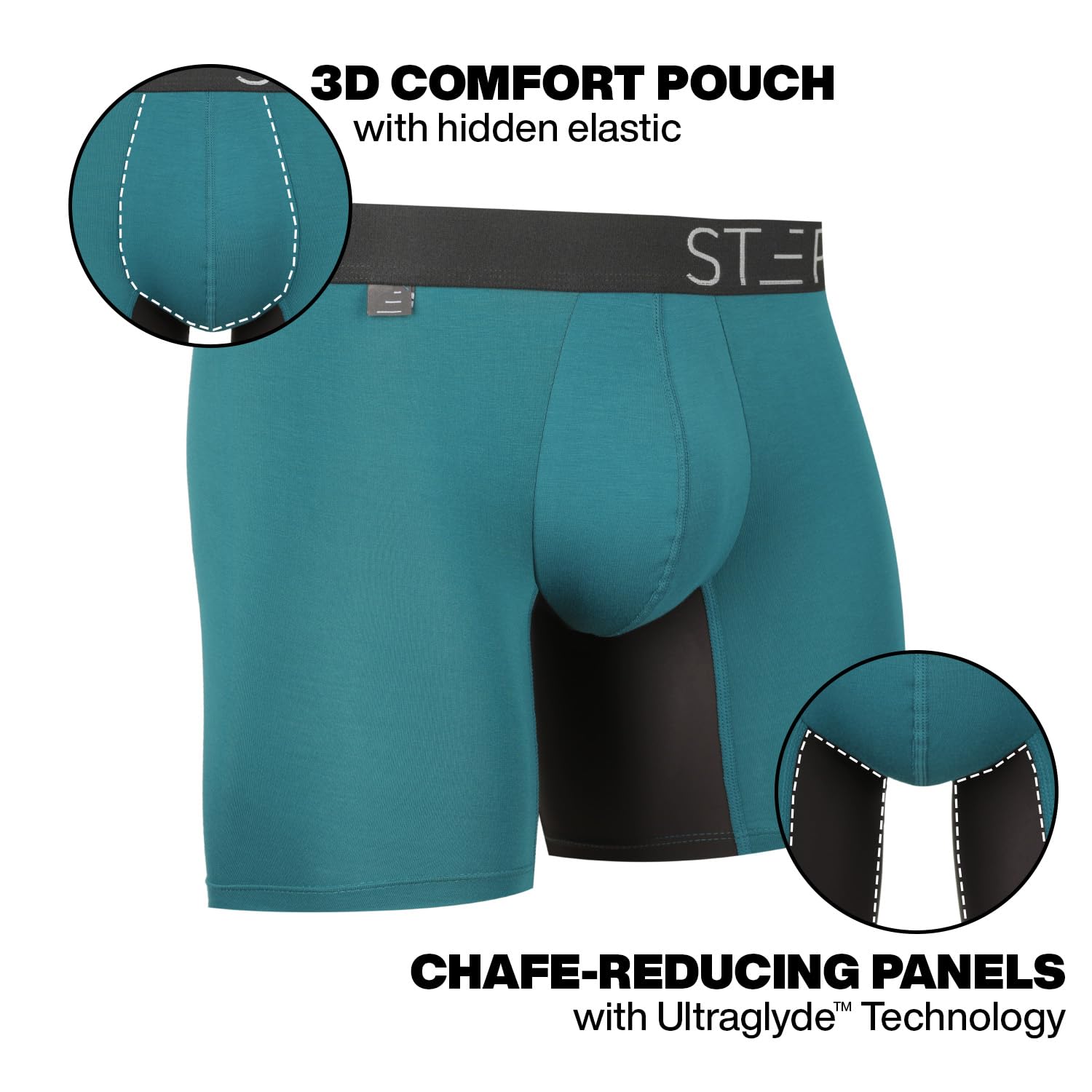 STEP ONE Men's Underwear Boxer Briefs 5-Pack - Moisture-Wicking, 3D Pouch Support, No Ride Up - Black Men's Boxer Briefs for Workout, Sports & Everyday Comfort