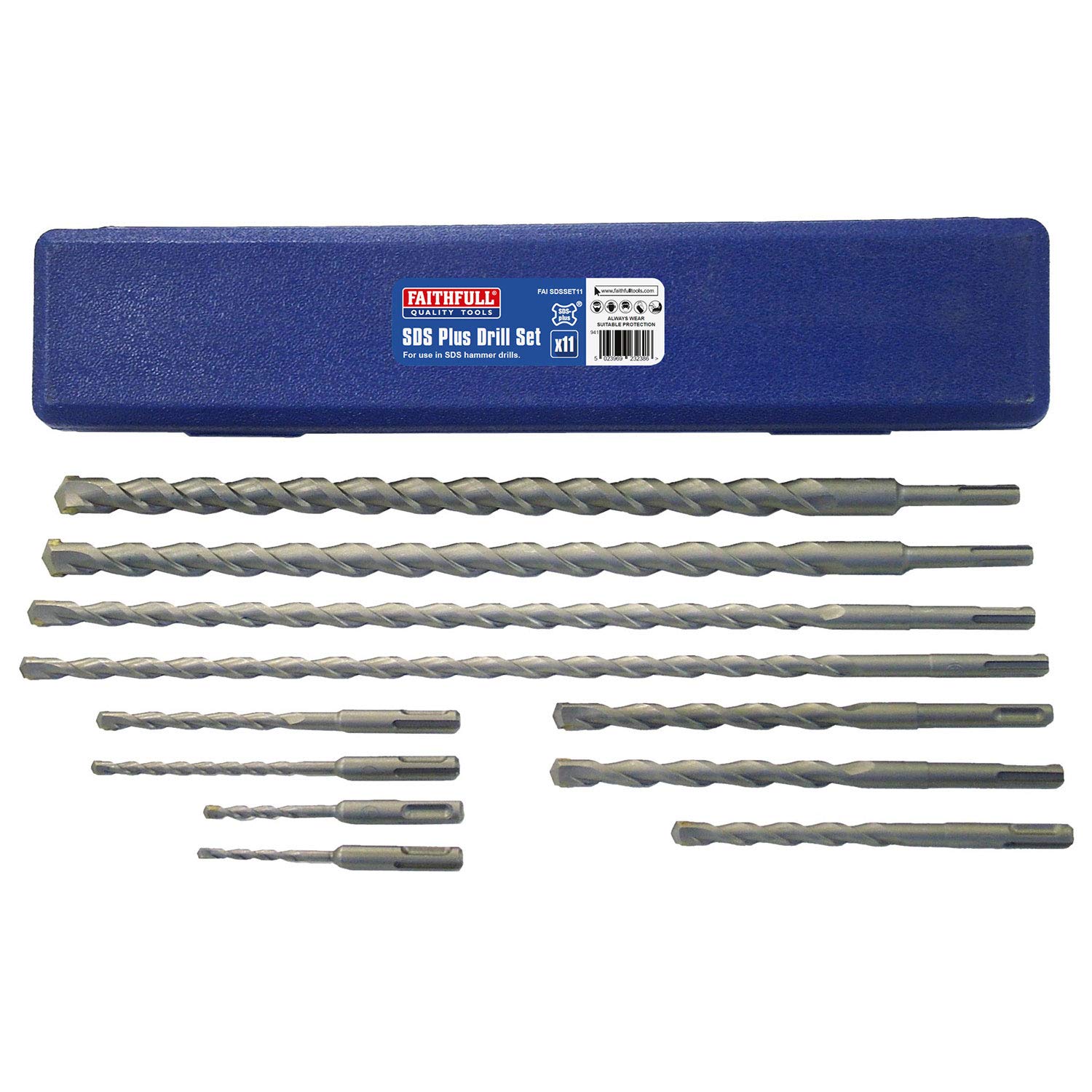 11-Piece SDS Drill Bit Set for Masonry, Concrete & Stone - Heavy Duty Rotary Hammer Drill Accessories for Construction & DIY Projects