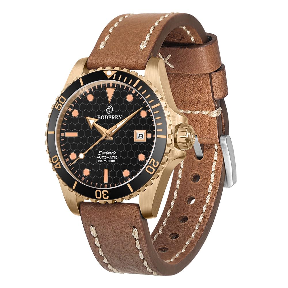 Premium Japanese Automatic Dive Watch for Men - Bronze Case, Sapphire Crystal, 100M Waterproof, Rotating Bezel & Screw Down Crown | Perfect for Scuba Diving, Swimming & Outdoor Adventures