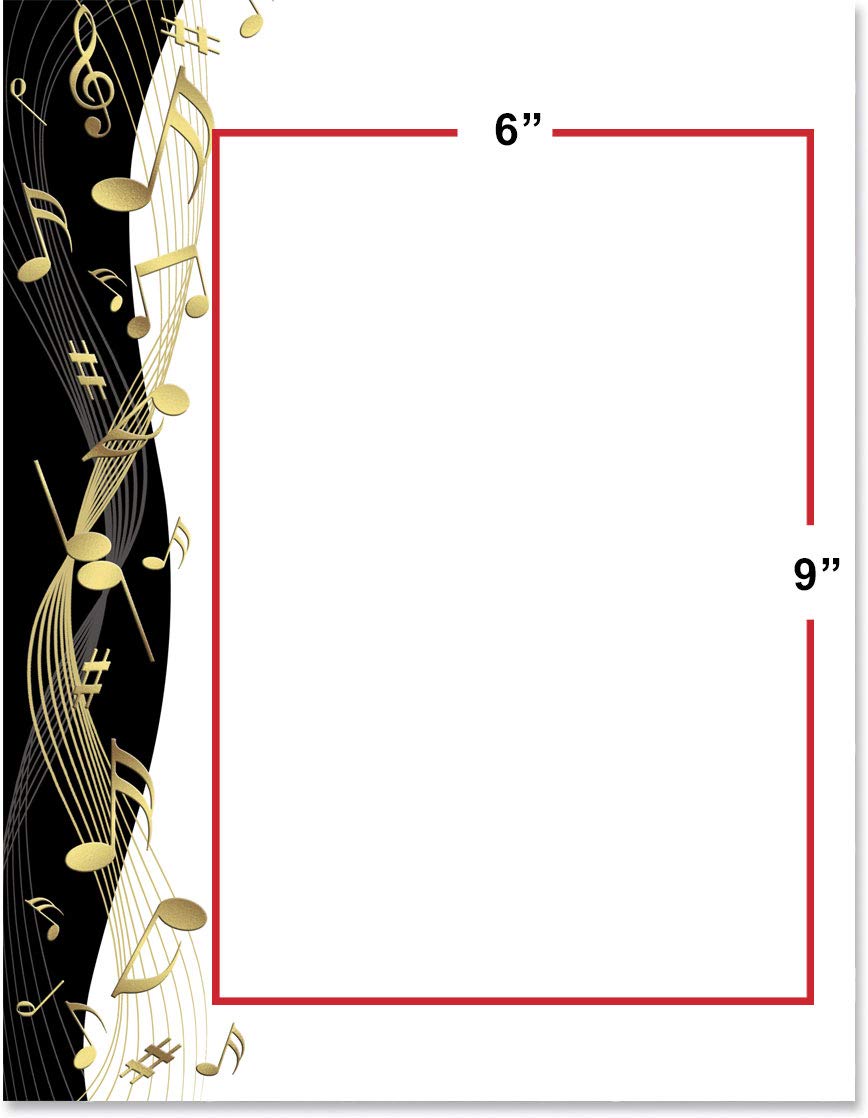 Premium Musical Golden Tunes Stationery Set - 100 Sheets Elegant 8.5x11 Letterhead Paper for Cards, Invitations & Decorative Printing | Perfect for Weddings, Parties & Creative Projects