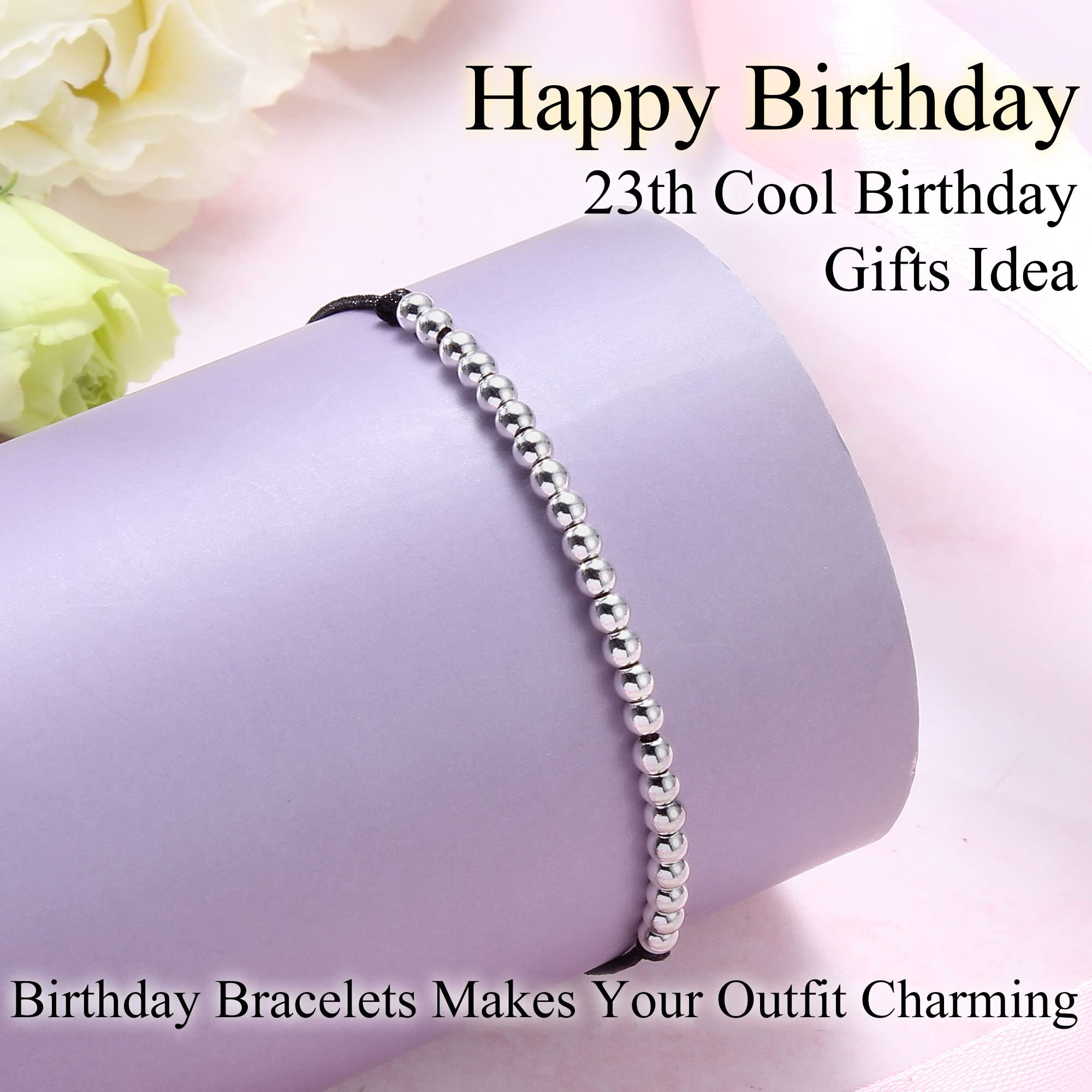 Birthday Bracelet for Women & Teen Girls - Adjustable Beaded Link Bracelet in Silver, Gold & Rose Gold - Perfect Gift for Daughter, Girlfriend, Wife, Sister & Best Friend - Ideal for Birthdays, Christmas & Special Occasions - Jewelry for Ages 14 to 35