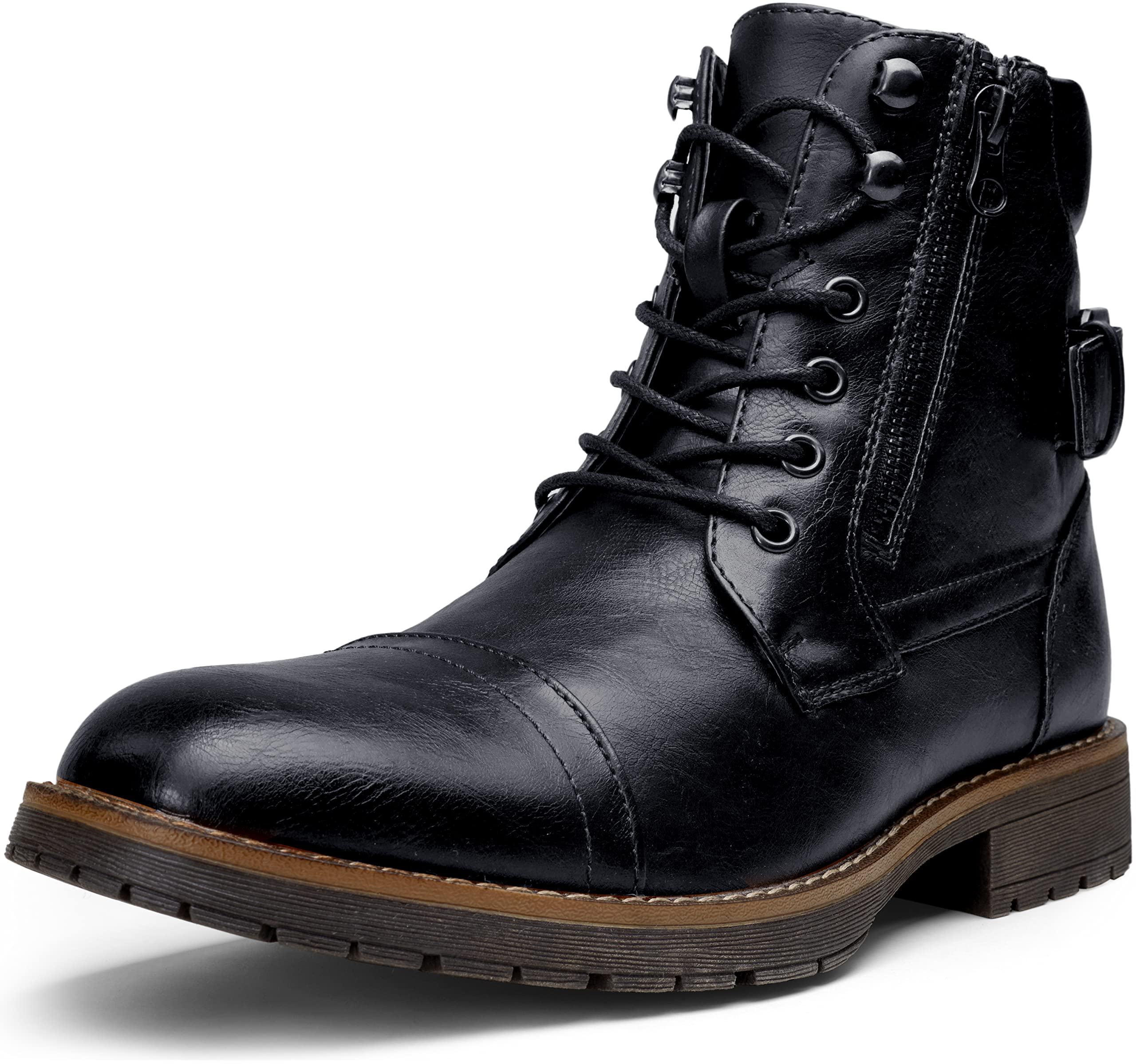 Vostey Men's Casual Motorcycle Combat Ankle Boots - Stylish Dress Boots for Everyday Wear & Outdoor Adventures