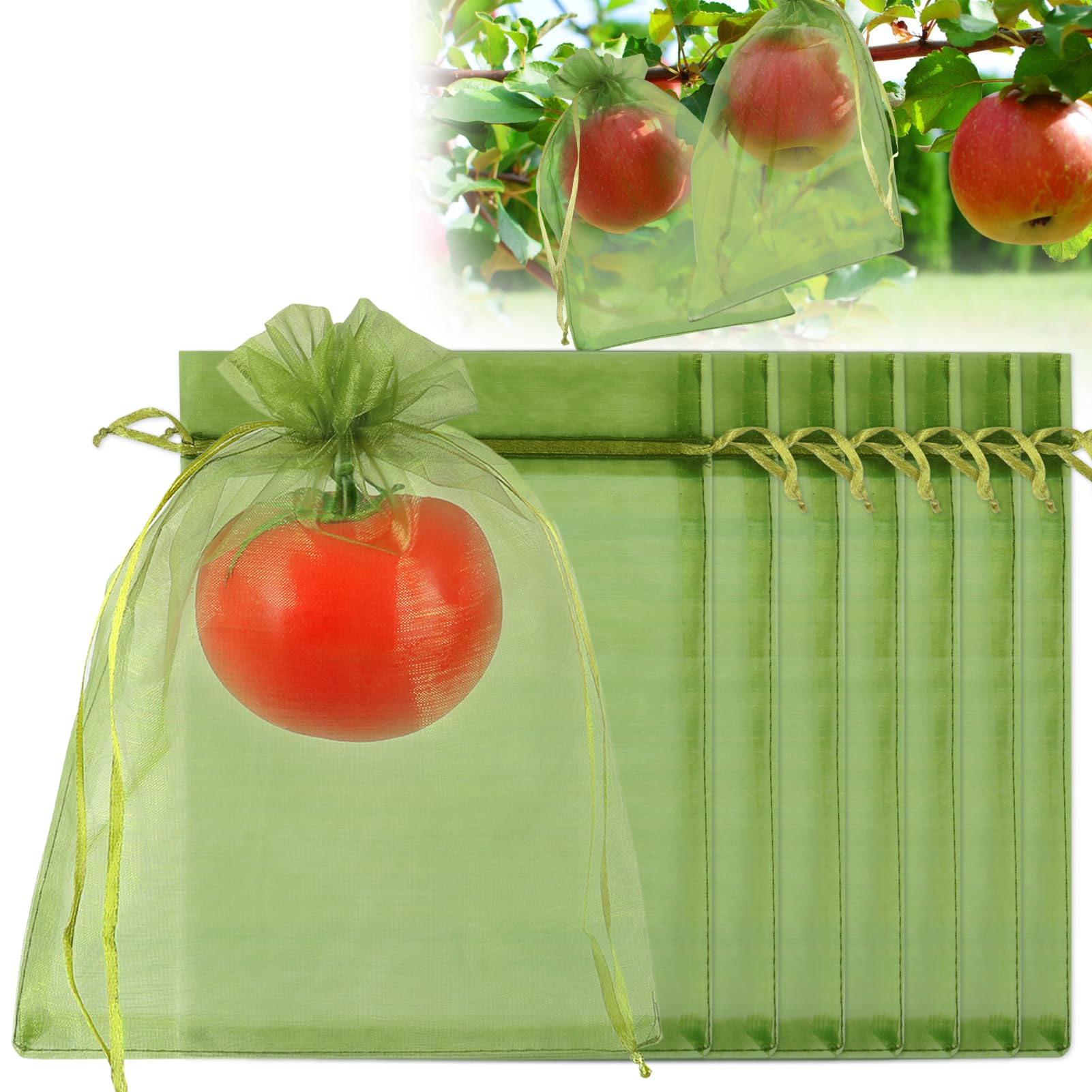 Shintop 100Pcs 6x9 Inch Fruit Protection Bags - Breathable Drawstring Mesh Netting Covers for Apples, Mangoes, Tomatoes | Pest Barrier & Sun Protection for Fruit Trees, Garden, Orchard Use