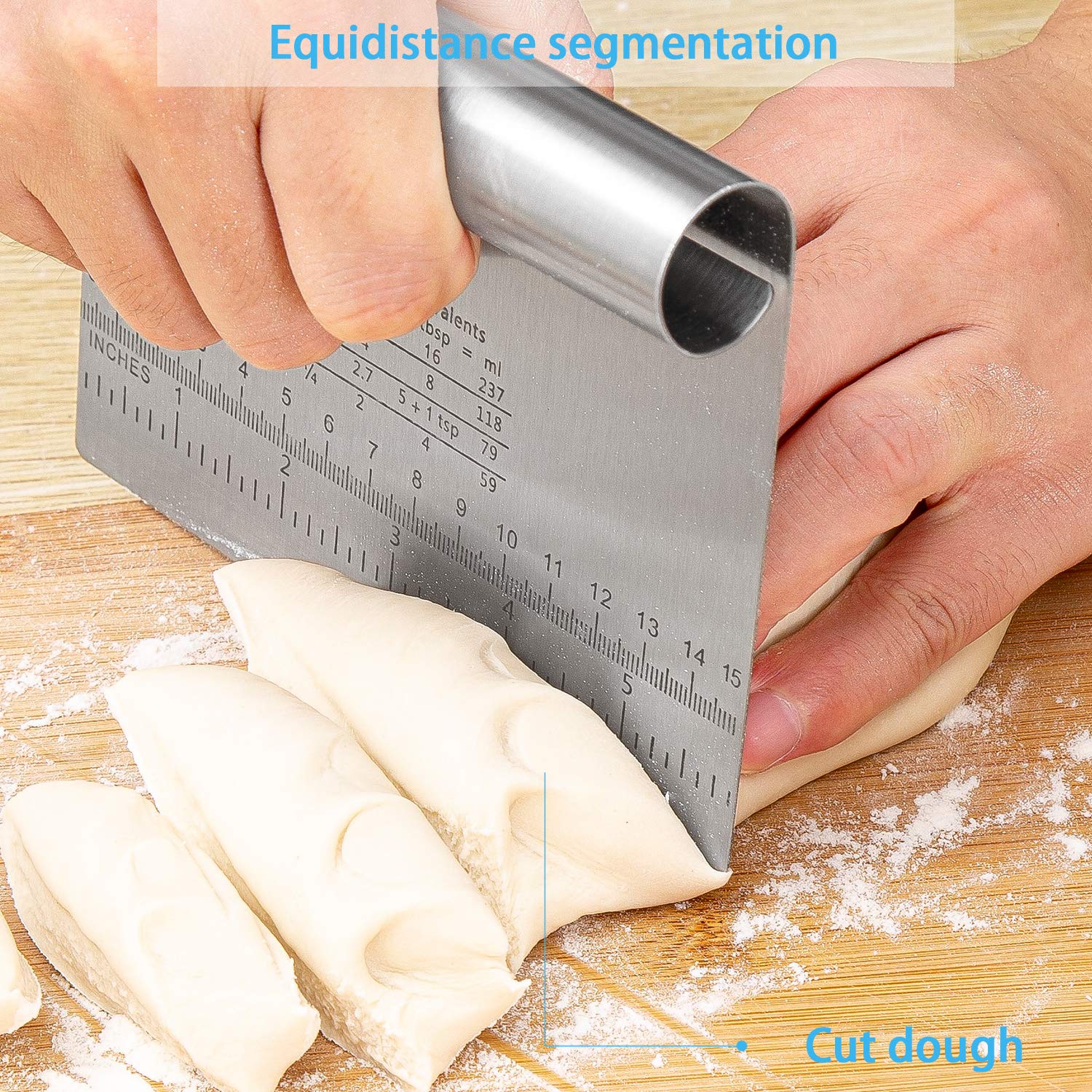 Stainless Steel Pastry Scraper & Dough Cutter Set - 2PC Multipurpose Baking Tools with Measuring Scale for Cake Decorating, Pizza Cutting, Bread Slicing - Professional Kitchen Baking Accessories for Home Bakers and Chefs