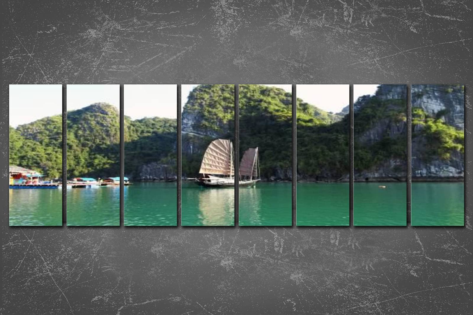 PeeNoke Extra Large Vietnam Halong Bay Canvas Wall Art Print - Framed Ready to Hang 32x96 Inch - Perfect for Office, Living Room & Home Decor | Scenic Coastal Landscape Painting for Modern Interior Design