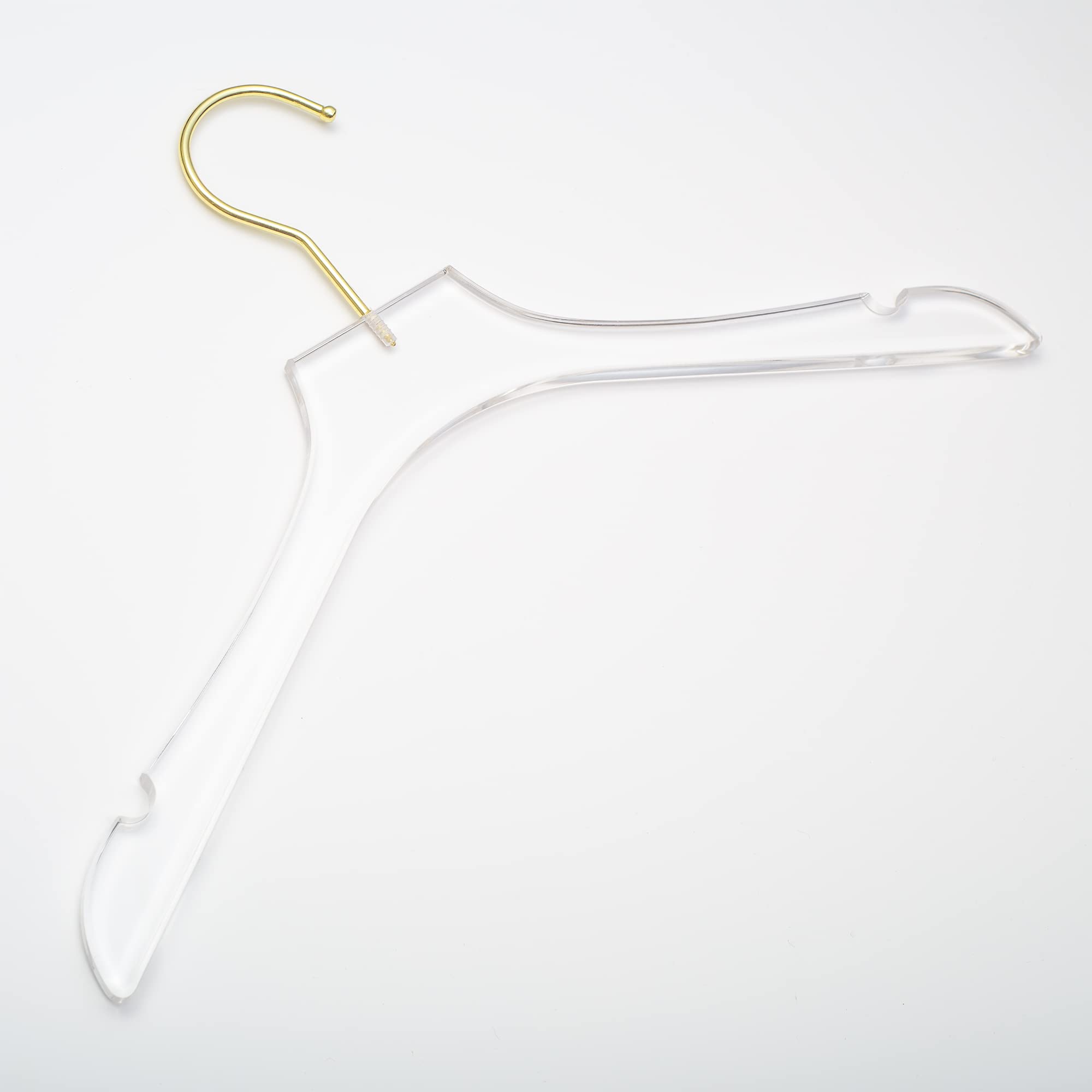 Premium Clear Acrylic Clothes Hangers with Gold Hooks - 17