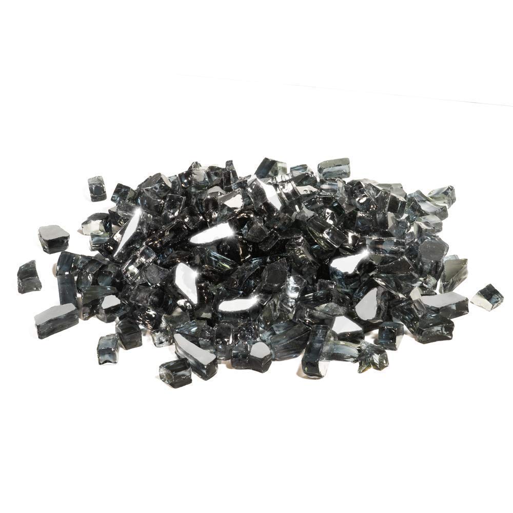 GASPRO 35 lbs Black Fire Glass Rocks for Propane Fire Pit - 1/2 Inch Reflective Fireplace Glass for Outdoor Fire Pit Table - Perfect for Patio, Backyard, and Garden Decor