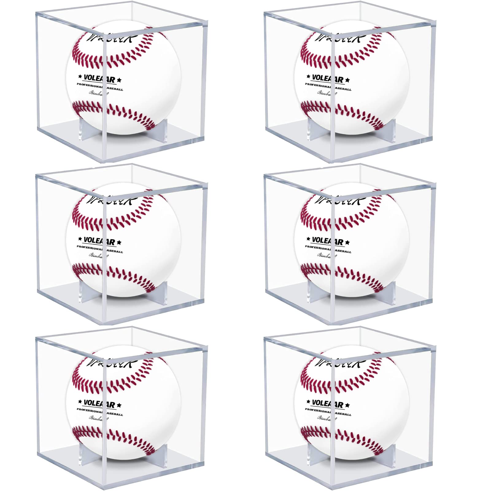 6 Pack UV Protected Acrylic Baseball Display Case - Clear Square Cube for Official Size Baseballs, Autograph Memorabilia & Collectibles - Perfect for Showcase, Home Decor, Sports Fan Gifts and Trophy Display