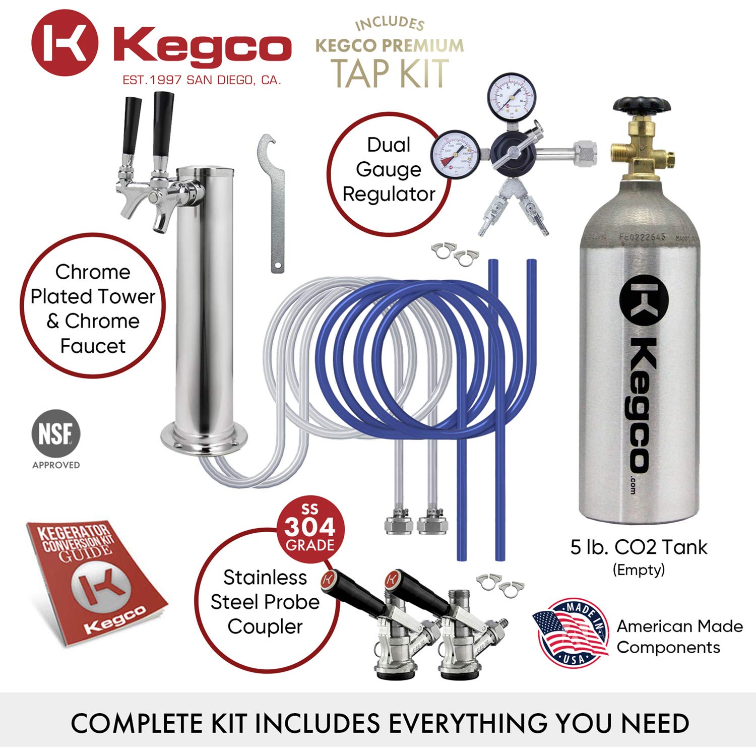 Kegco K209SS-2 Stainless Steel Keg Dispenser - Commercial & Home Beer Tap System for Parties, Bars, and Restaurants