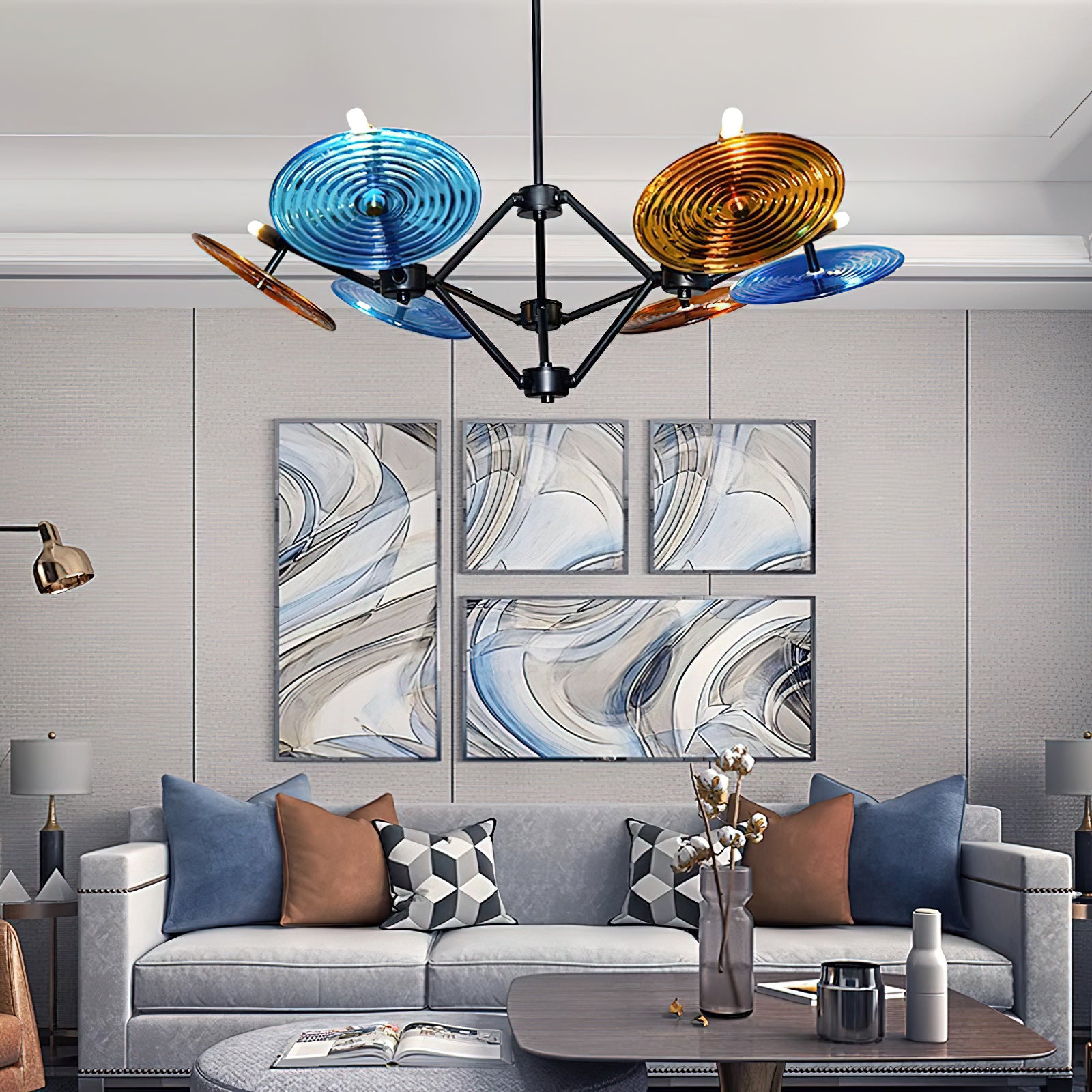 Vibrant Rotary Chandelier - Modern Spinning Ceiling Light Fixture for Dining Room, Bedroom & Living Room Decor | Energy Efficient LED Lighting Solution