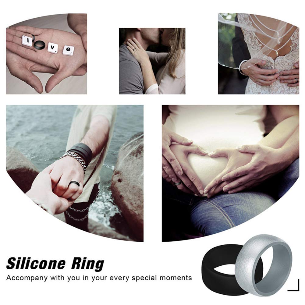 Longbeauty 7 Pack Silicone Wedding Rings for Men & Women - Flexible, Medical Grade, Comfort Fit Bands for Sports, Outdoor Activities & Daily Wear - Perfect for Gym, Running, Swimming & Work Safety