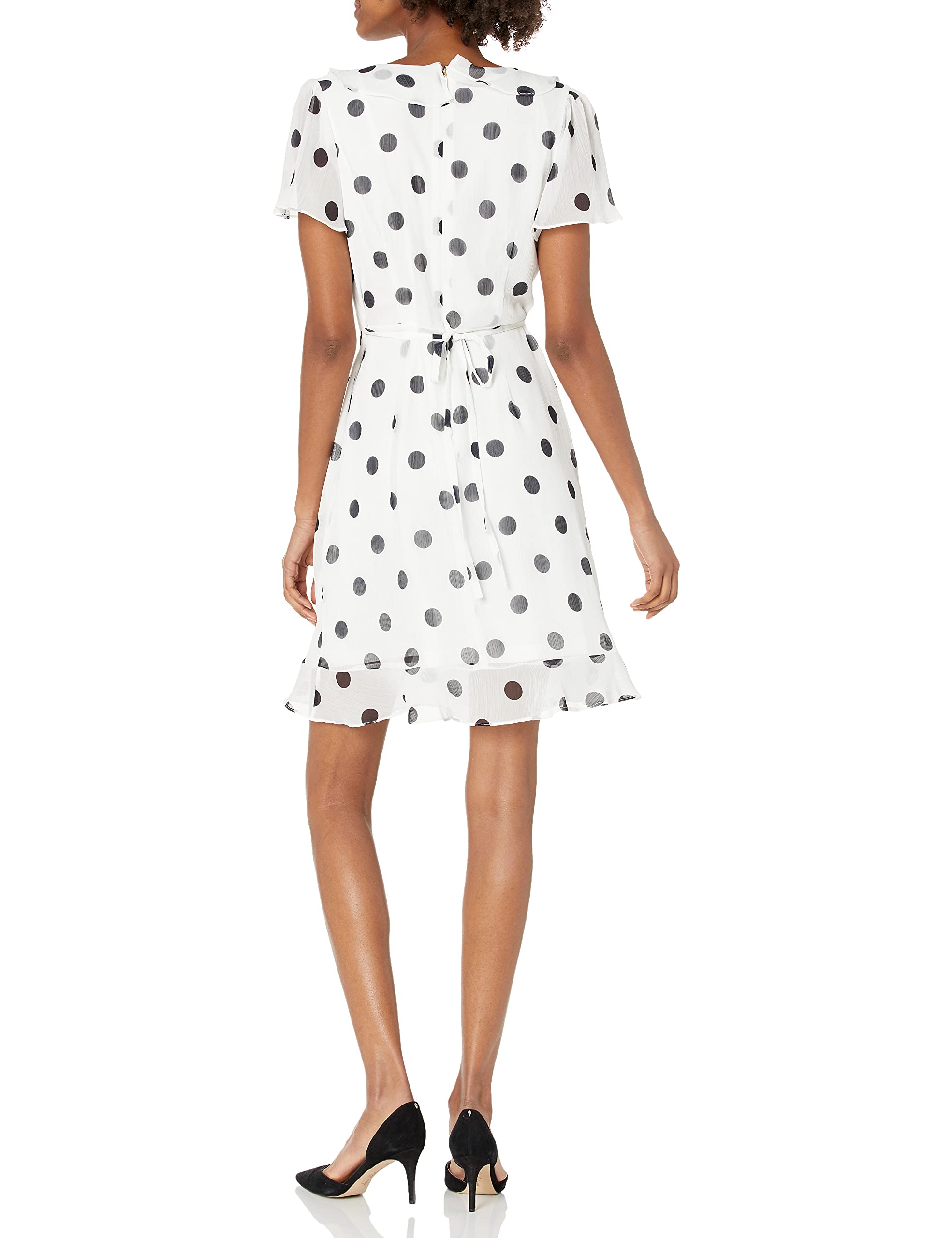 KARL LAGERFELD Women's Faux Wrap Ruffle Chiffon Dress - Elegant Flowy Midi Dress for Parties, Weddings & Special Occasions