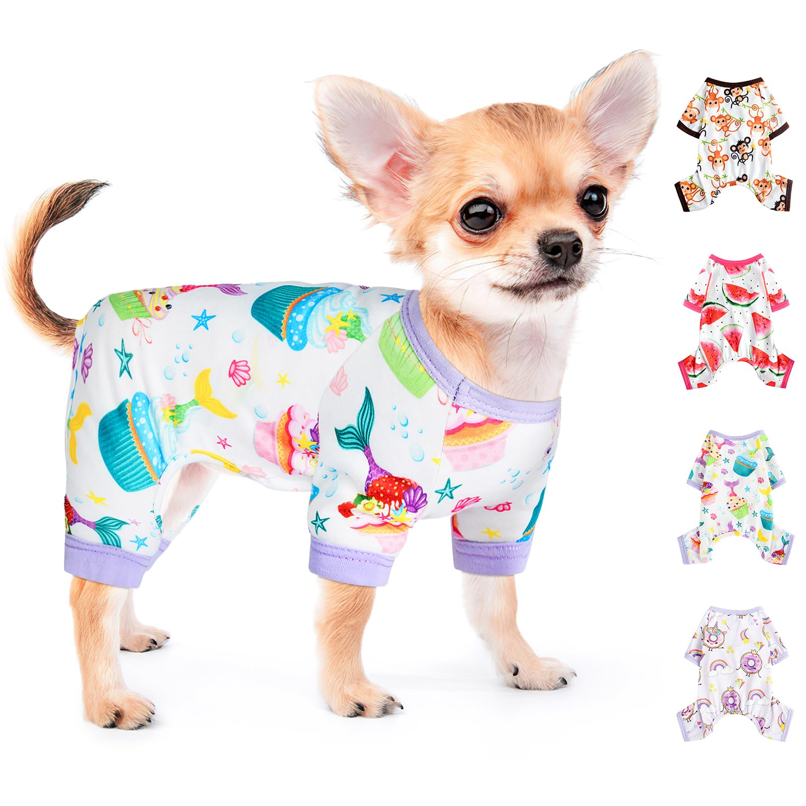 Soft Stretch Dog Pajamas for Small Dogs - Cute Chihuahua & Yorkie Onesies (XS-XXL) | Summer Puppy Pjs, Pet Outfits & Shirts | Perfect for Sleepovers, Lounging & Photo Shoots