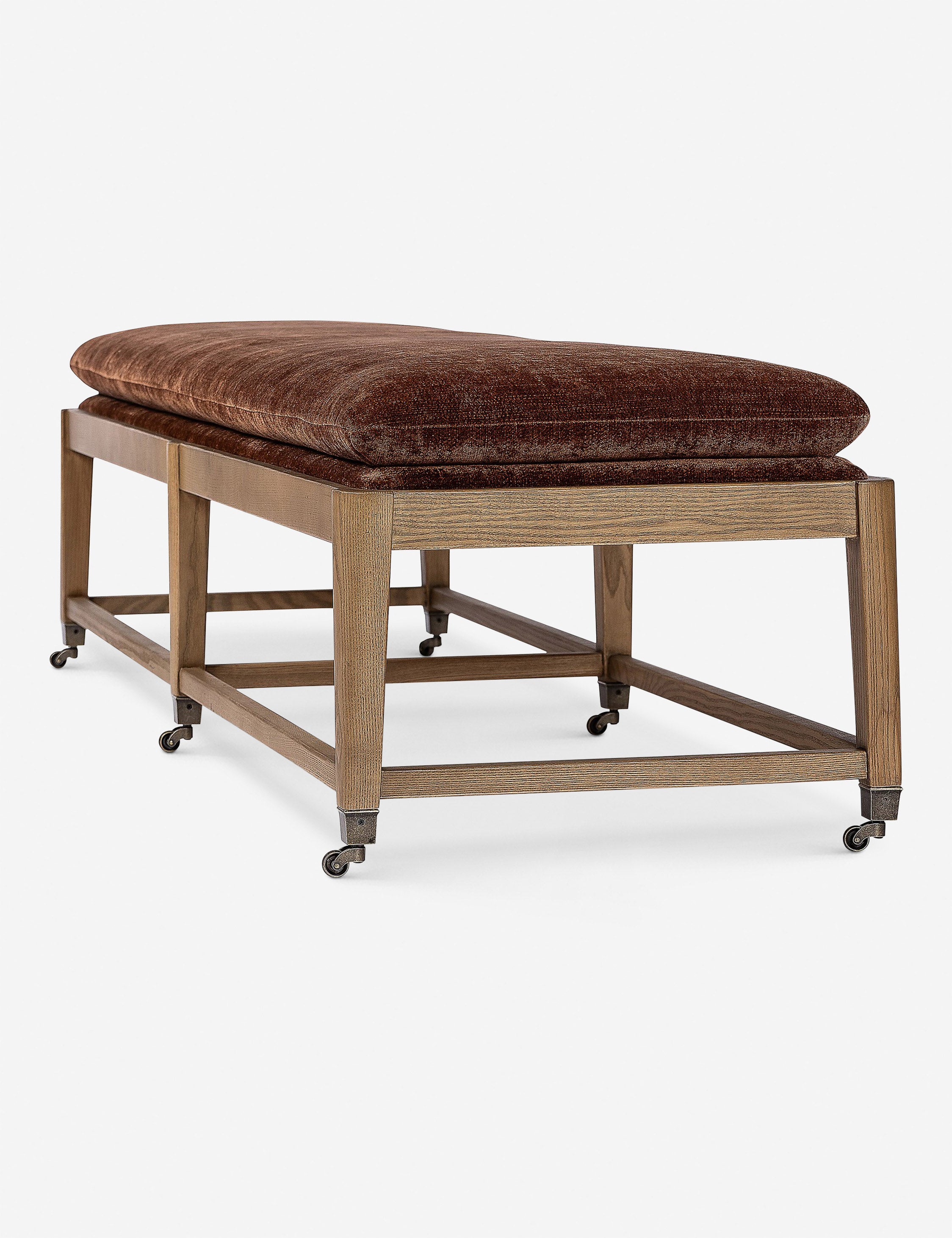 Amber Lewis x Four Hands Eleanor Bench - Modern Wooden Bench with Upholstered Seat for Living Room, Bedroom, or Entryway