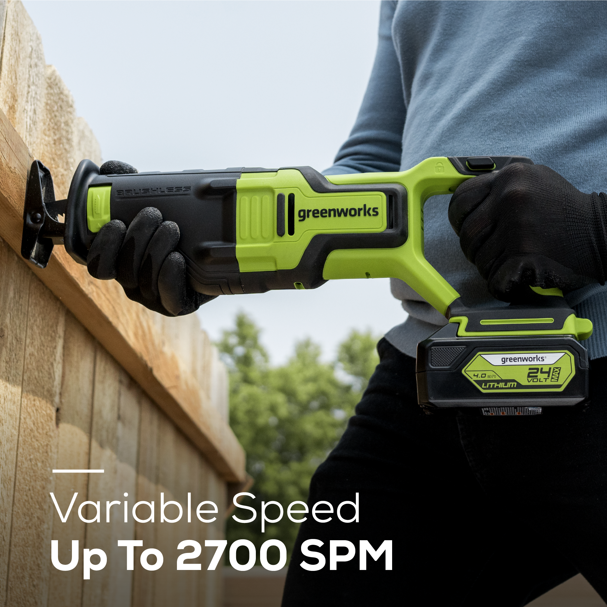 24V Cordless Battery Reciprocating Saw with 4.0Ah USB Battery & Charger - Powerful Electric Cutting Tool for Wood, Metal, PVC & DIY Home Improvement Projects