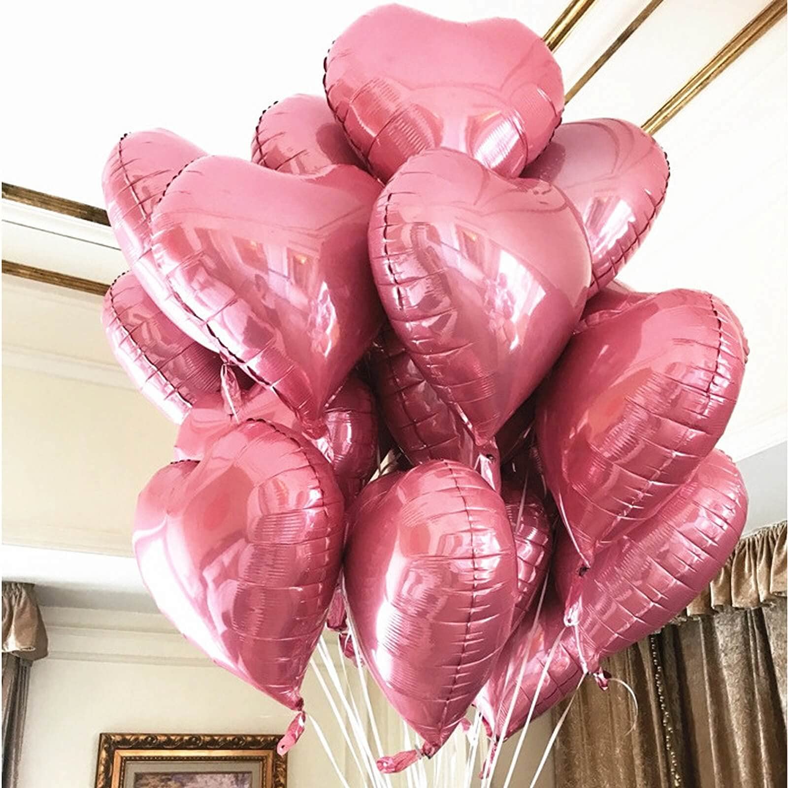 10Pcs Pearl Pink Foil Heart Shaped Balloons 18 Inch - Elegant Mylar Balloons for Baby Showers, Weddings, Valentine's Day & Party Decorations - Perfect for Romantic Proposals, Anniversary Celebrations and Birthday Party Backdrops