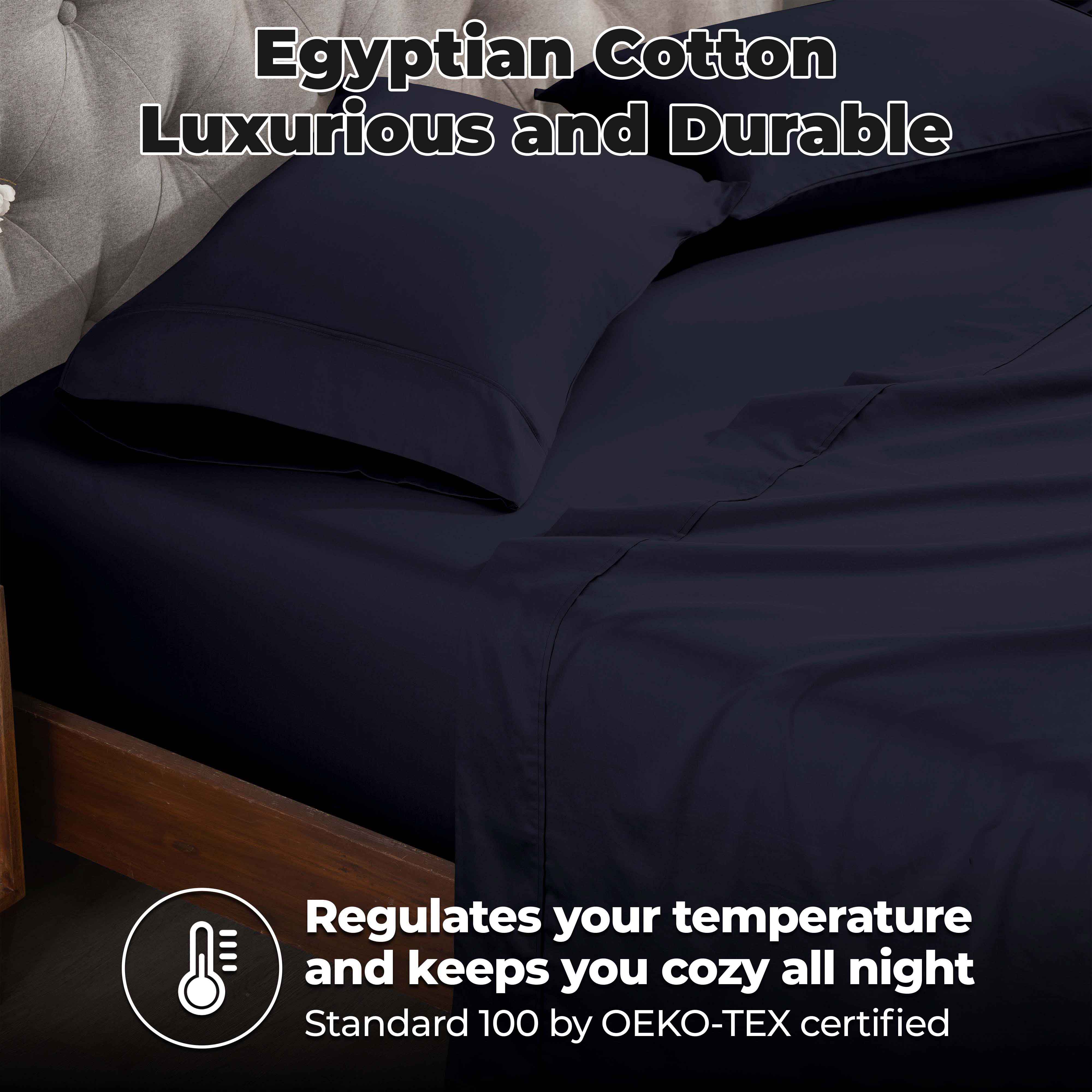 Premium 400 Thread Count Egyptian Cotton Bed Sheet Set - Soft, Breathable & Durable for Luxury Bedroom Comfort