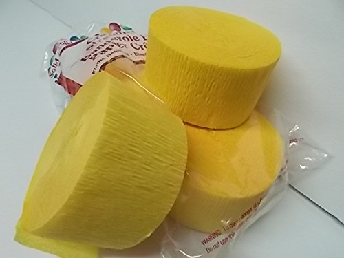 4 Rolls Yellow Crepe Paper Streamers - 290 ft Total Length | USA Made by Greenbrier | Perfect for Birthday Parties, Baby Showers & DIY Decorations
