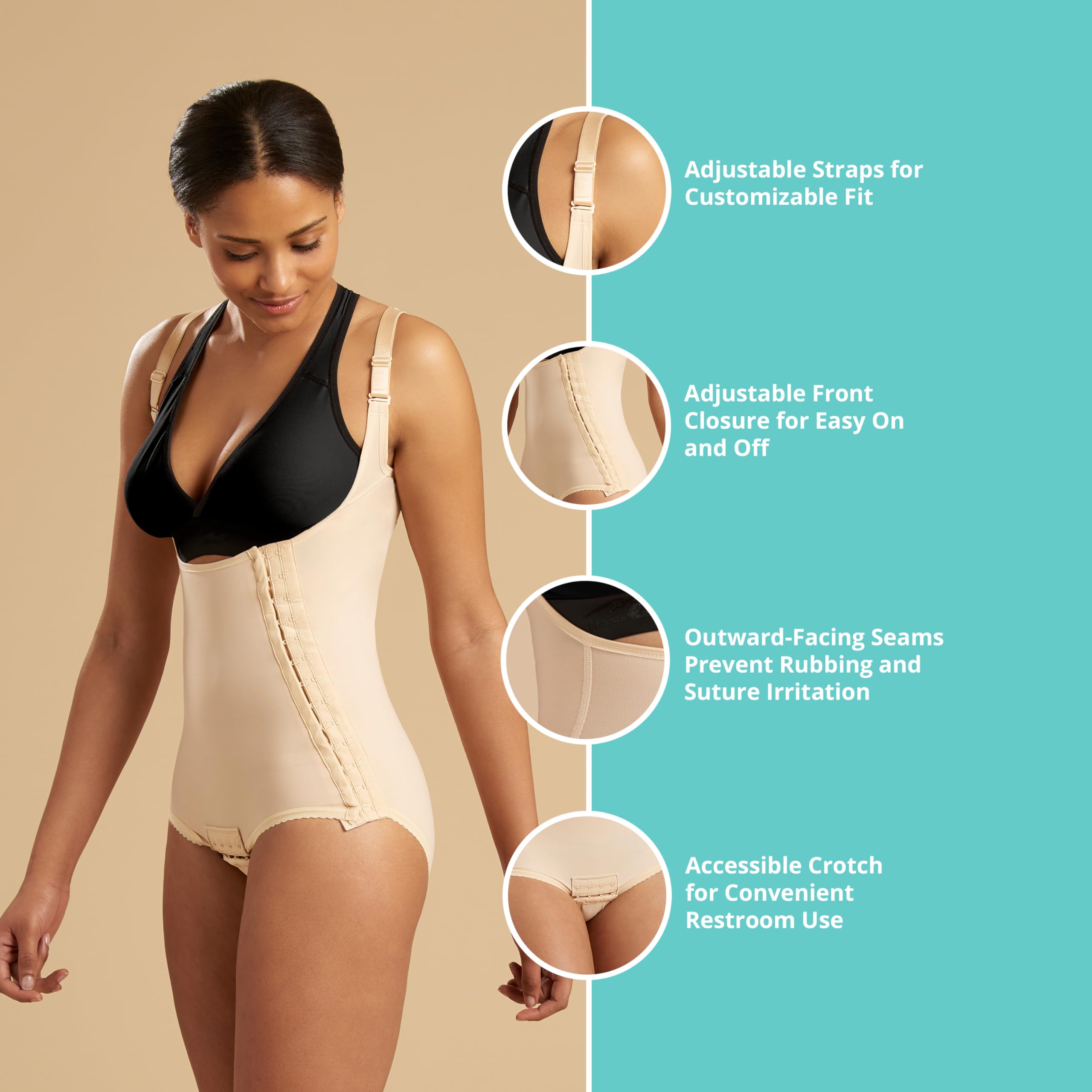 MARENA SFBHA Post-Surgical Compression Girdle - Adjustable Bikini Length High-Back Recovery Panty for Women | Ideal for Tummy Tuck, Liposuction & C-Section Recovery