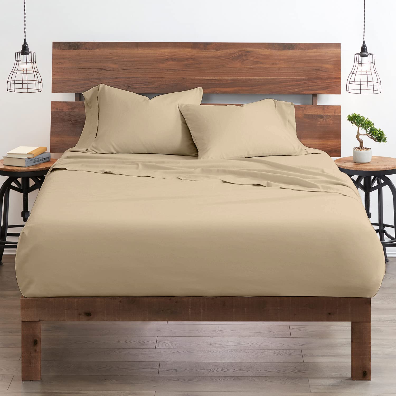 100% Certified Giza Cotton Pillowcase & Sheet Set - Queen XL Size, Soft Sateen Weave, Breathable Egyptian Cotton Bedding for Deep Pocket Mattress (Up to 18