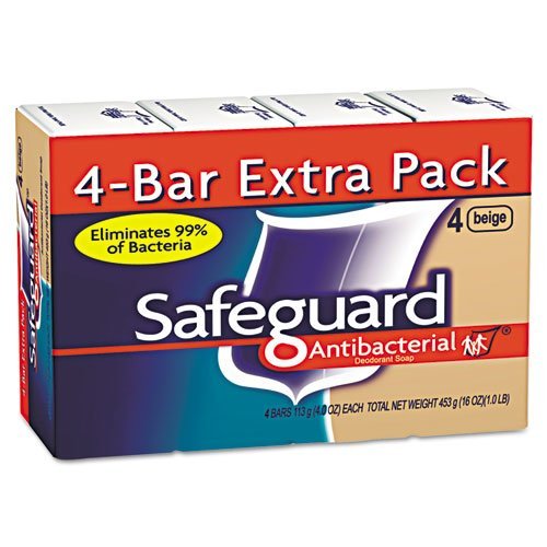 Safeguard Antibacterial Bar Soap - 4oz Beige (Pack of 48) | Gentle Skin Cleansing for Daily Hygiene, Gym, Travel & Family Use