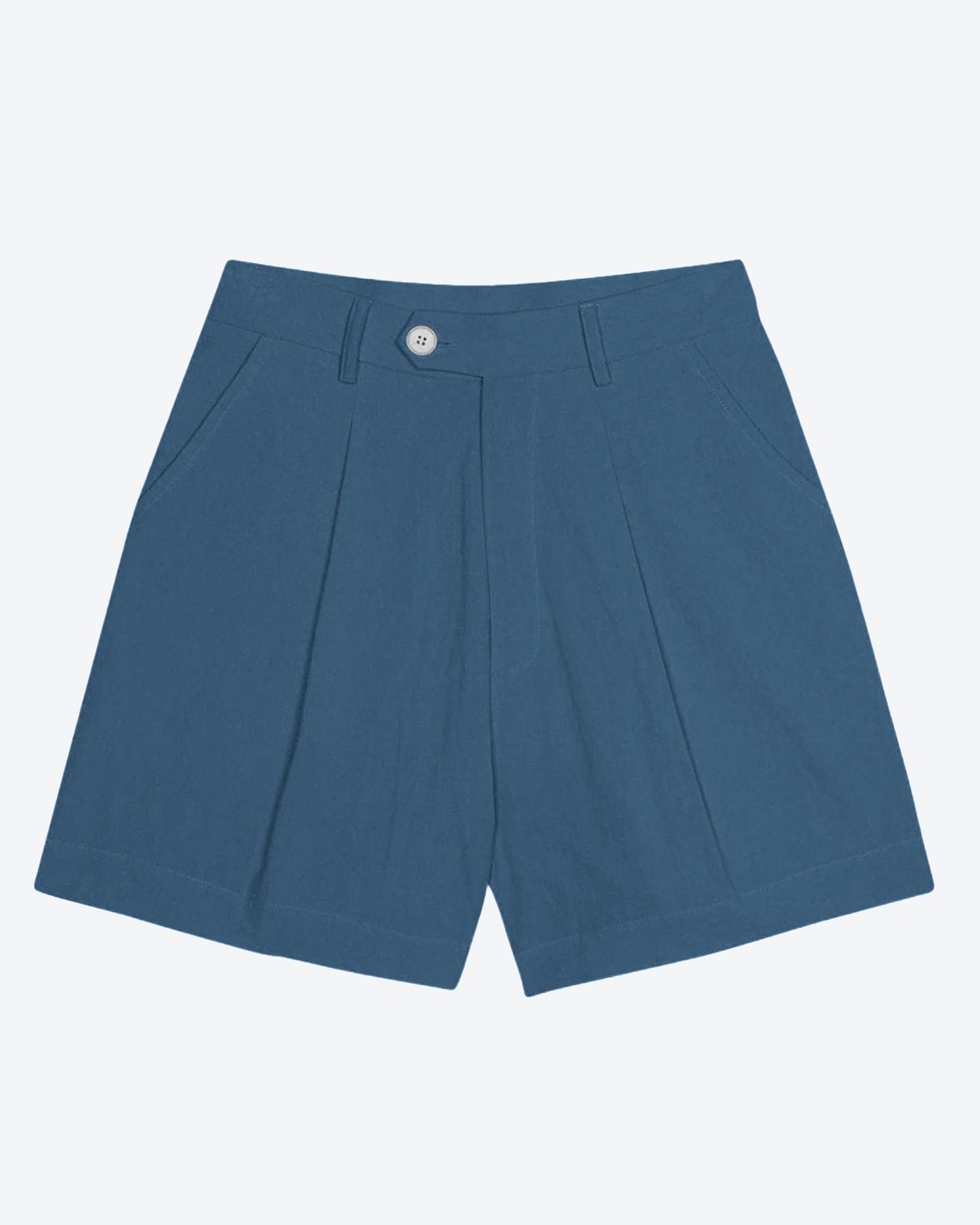 Lowie Women's Cotton Linen Washed Blue Shorts - Comfortable Casual Summer Shorts for Beach, Travel and Everyday Wear