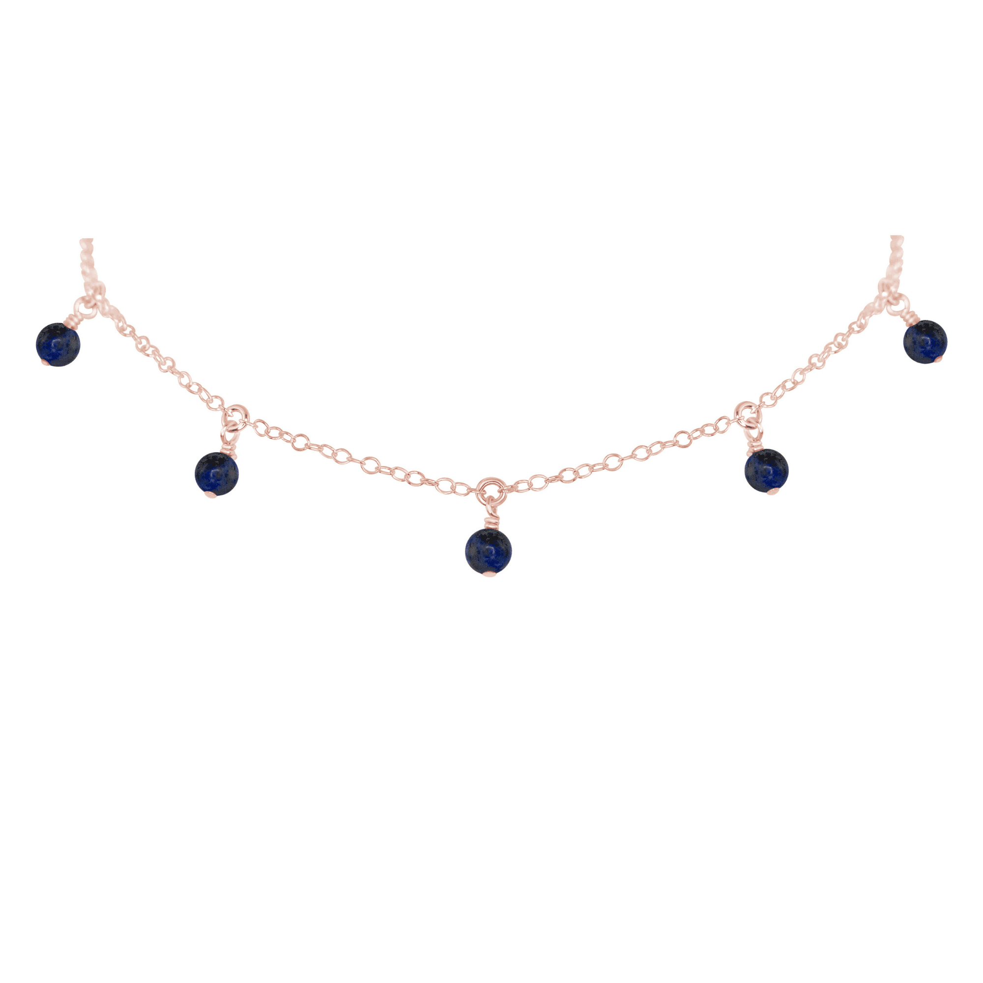Elegant Sapphire Bead Drop Choker Necklace – Dainty Blue Gemstone Jewelry for Women | Perfect for Weddings, Parties & Date Nights